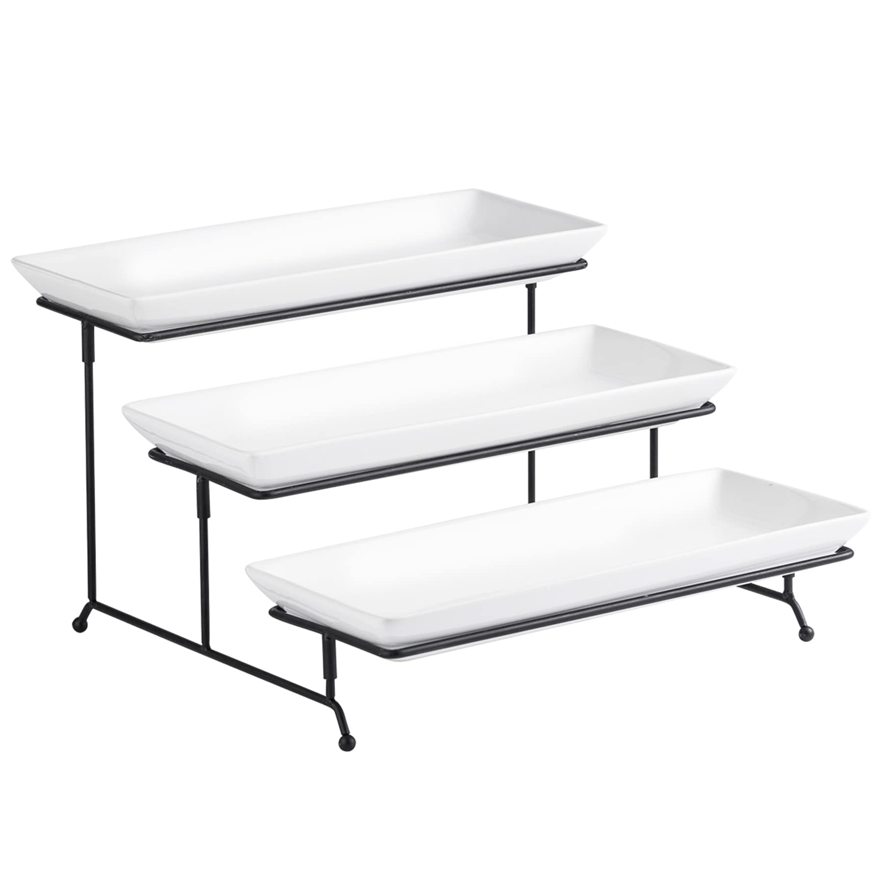 Gomakren 3-Tier Porcelain Serving Stand - 12 Inch White Tiered Tray for Appetizers, Meat, Snacks | Elegant Display Platter for Dinner Parties, Entertaining & Home Decor