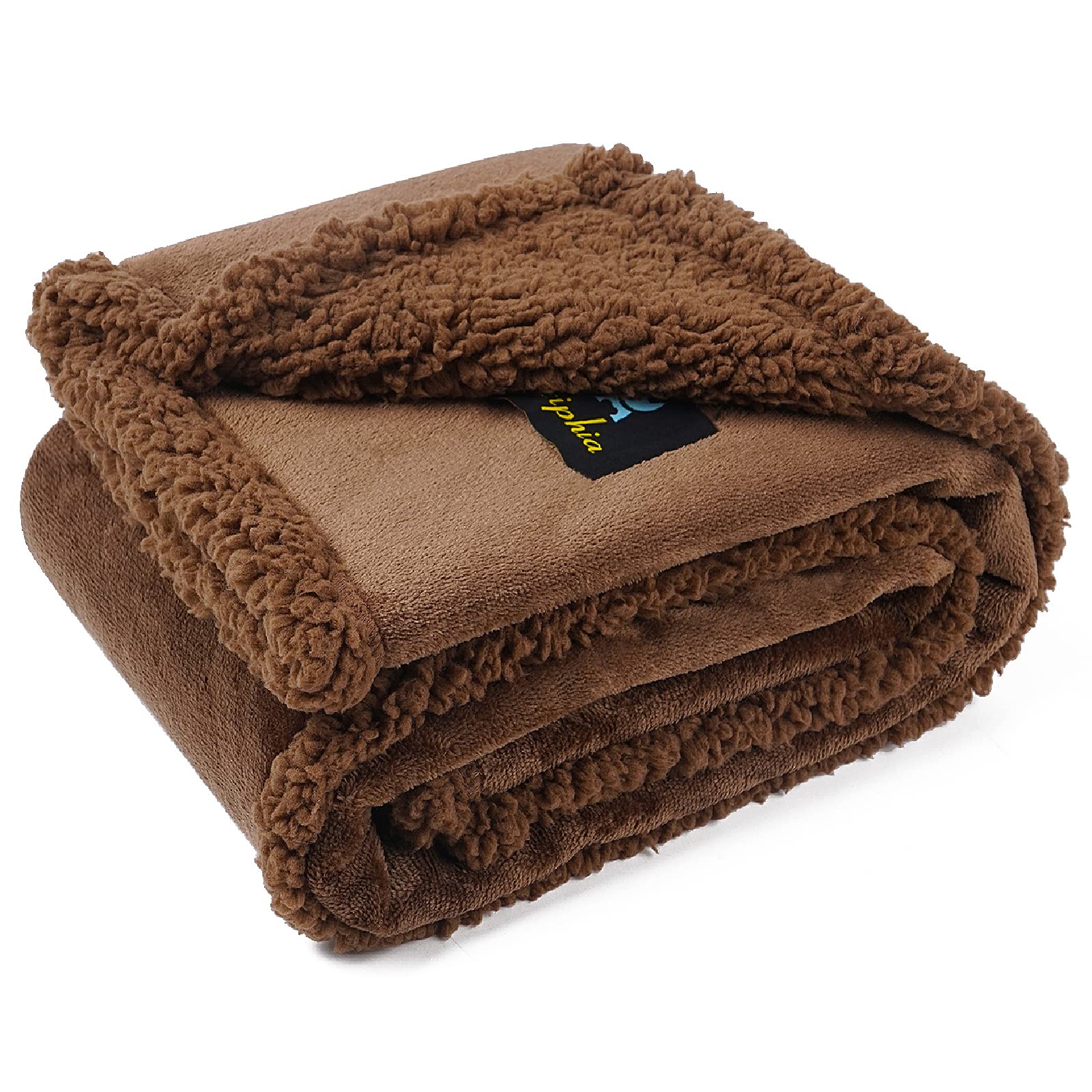 Waterproof Pet Blanket for Dogs & Cats - Reversible Sherpa Fleece Furniture Protector Cover, Pee Proof Sofa Bed Couch Blanket for Small Medium Large Pets, Dark Coffee (40