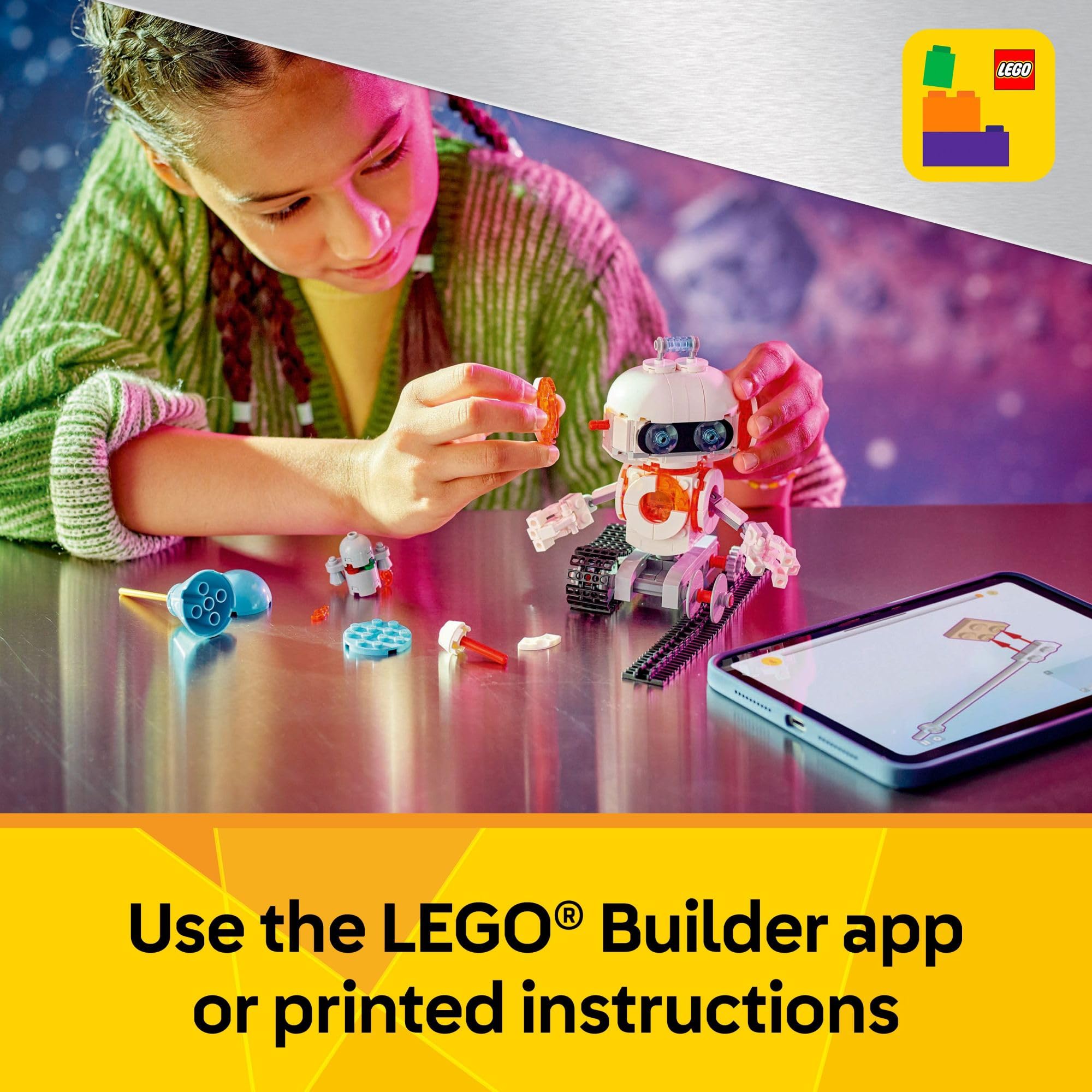 LEGO Creator 3-in-1 Space Robot Building Kit - Transformable Robot, Spaceship & Robot Dog STEM Toy for Kids Ages 8+ | Creative Play, Birthday Gifts & Educational Fun for Boys & Girls | Perfect for Space-Themed Parties & STEM Learning Activities
