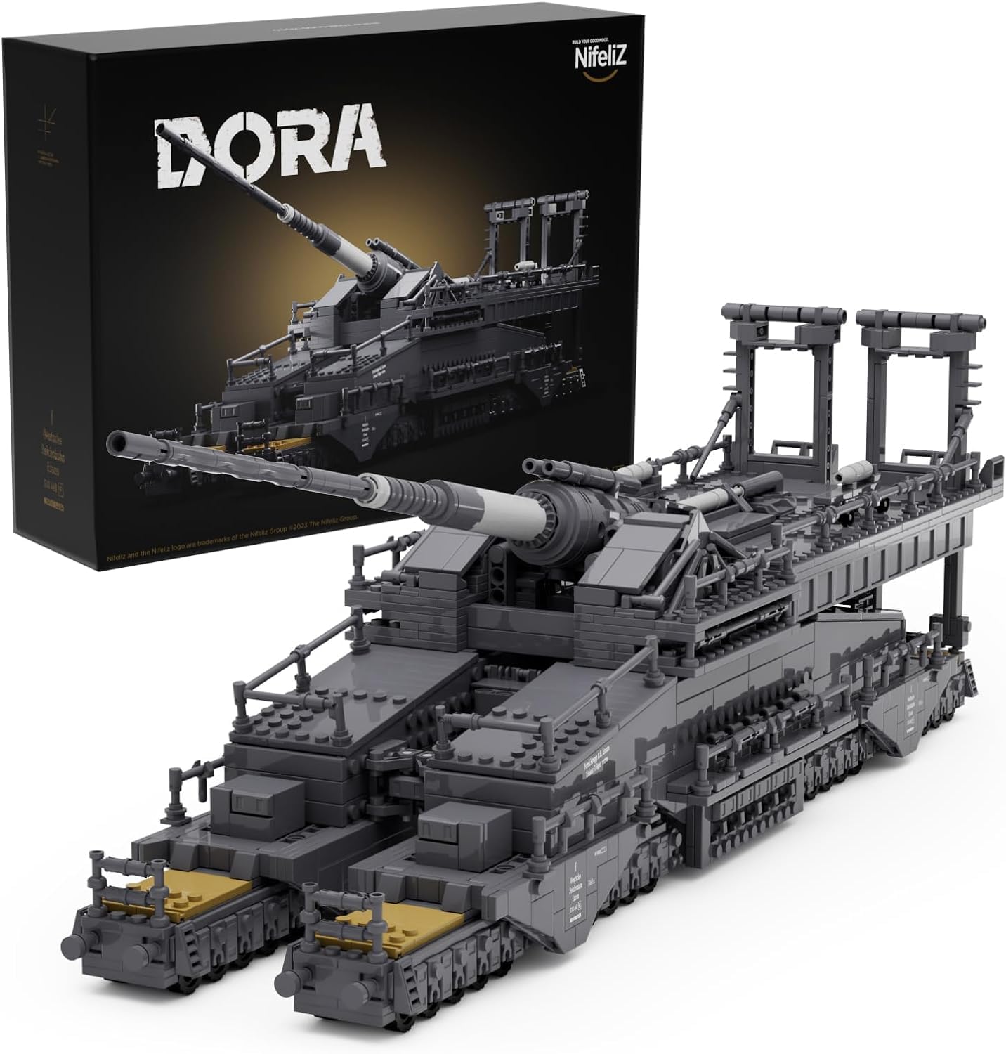 Nifeliz Railway Bolt Clamping Blocks - German Dora Heavy Artillery - WWII Rail Protection Collectible Model Kit (2355 Pieces) - Perfect Gift for Adults & Men, Ideal for History Enthusiasts & Model Builders