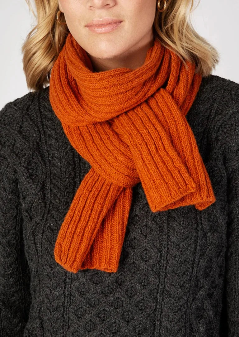 Ireland's Eye Luxe Ribbed Scarf - Soft Winter Knit Wrap for Women in Terracotta | Cozy Fashion Accessory for Cold Weather, Office & Travel