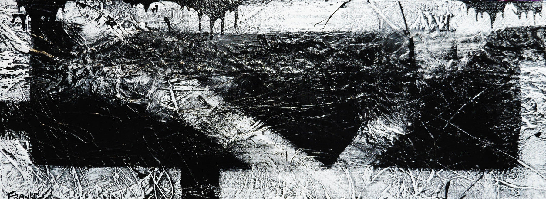 Modern Abstract Black and White Textured Painting - 160cm x 60cm Geometric Wall Art for Living Room, Bedroom & Office Decor