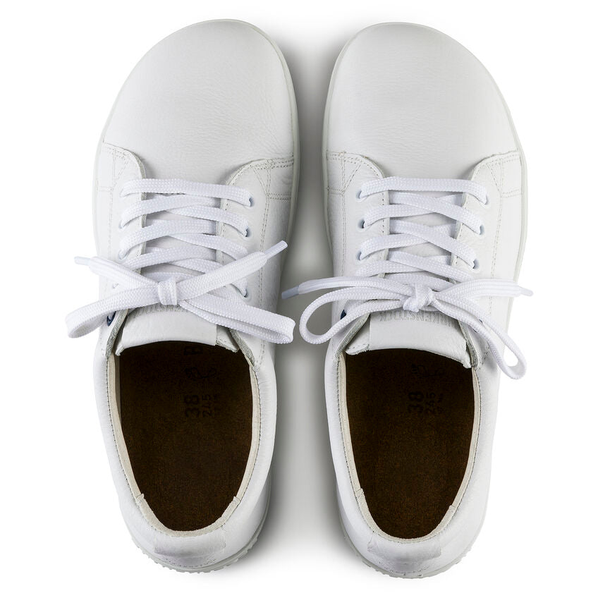 Birkenstock QO 500 White Leather Safety Shoes for Men & Women - Slip Resistant Work Shoes for Construction, Healthcare & Industrial Workers