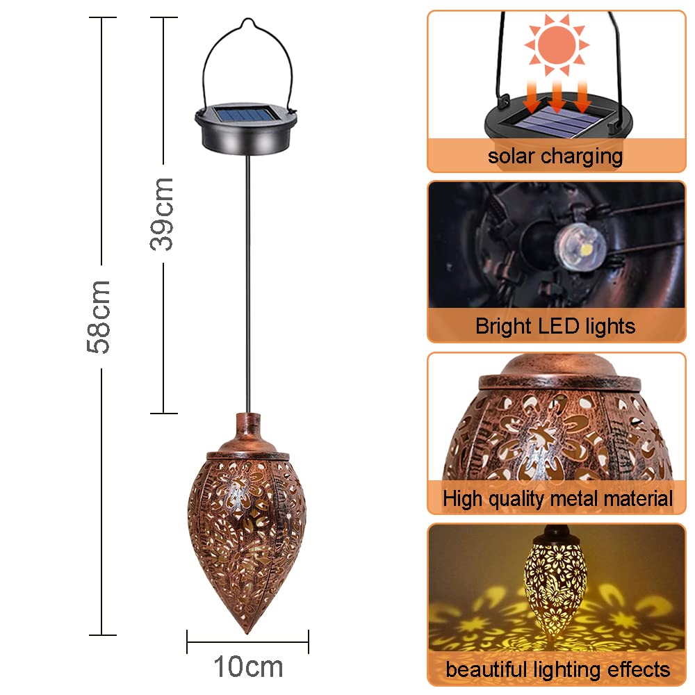 2 Pack Solar Lantern Outdoor Garden Lights - Waterproof Hanging Solar Powered Decorative Lighting for Patio, Lawn, Pathway, Terrace - Perfect for Backyard, Camping & Evening Ambience