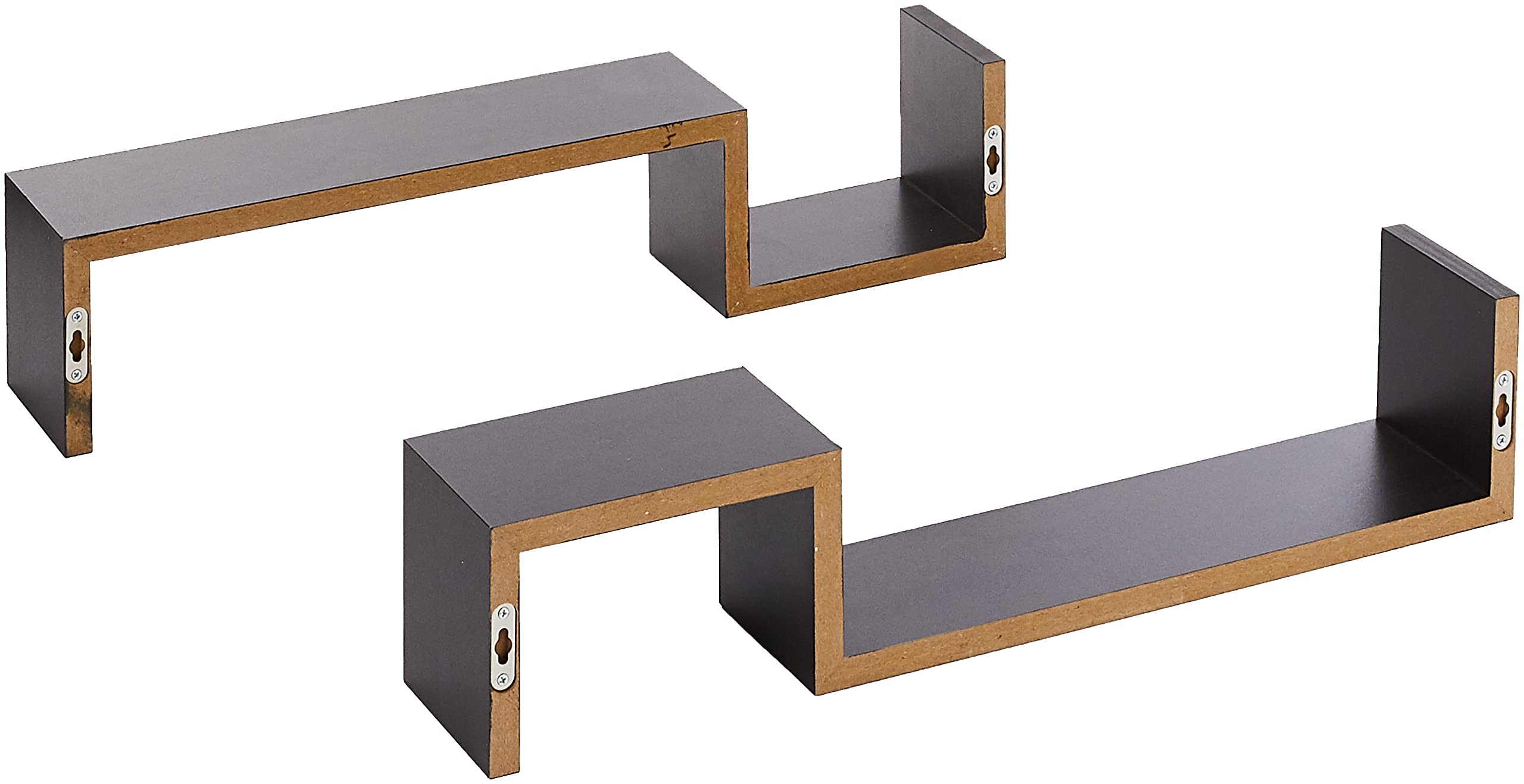 Greenco Floating Wall Shelves Set of 2 - Espresso Brown Wall-Mounted Storage Shelves for Books, Decor & Organizing - Perfect for Bedroom, Bathroom, Farmhouse & Living Room Wall Decor
