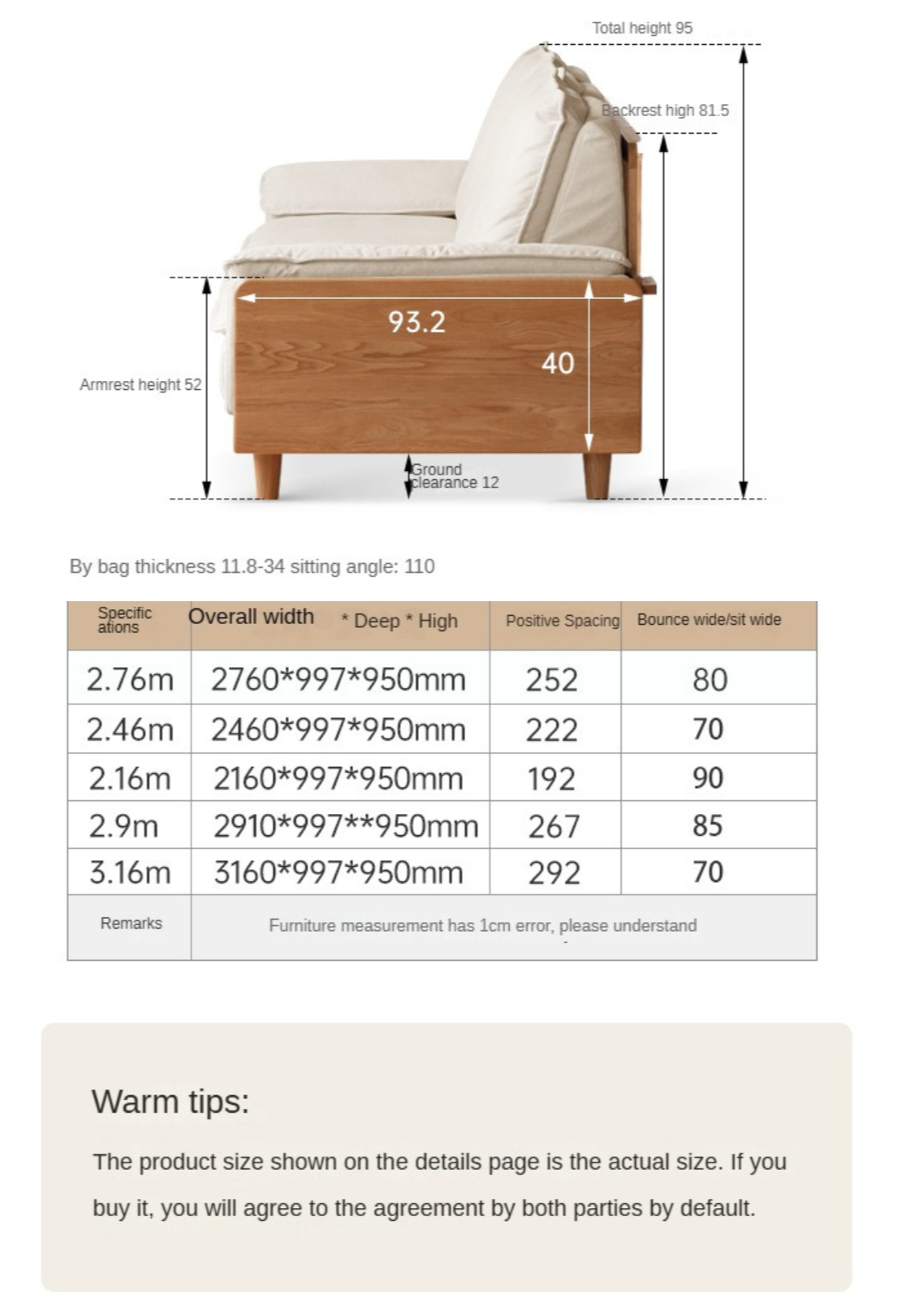 Solid Oak Wood Straight Sofa - Modern & Durable Hardwood Sofa for Living Room, Office, or Lounge - Perfect for Home Decor and Comfortable Seating