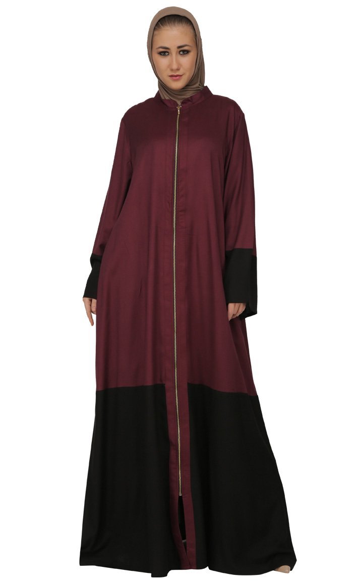 Stylish Color Block Dual Tone Long Abaya Dress for Women - Elegant Islamic Modest Fashion for Prayer, Eid & Special Occasions