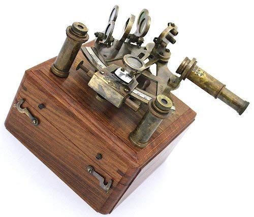 Vintage Brass Sextant with Wooden Box & Dual Lenses - Precision Nautical Navigation Instrument by Casanova Nauticals - Perfect for Marine Navigation, Astronomy, and Vintage Collectors
