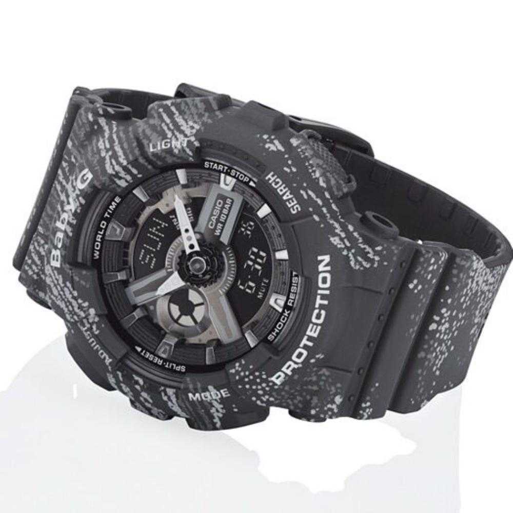 CASIO BABY-G BA-110TX-1ADR Digital Quartz Watch for Women - Black Resin Strap, Shock Resistant, Water Resistant - Perfect for Sports, Fitness & Outdoor Activities