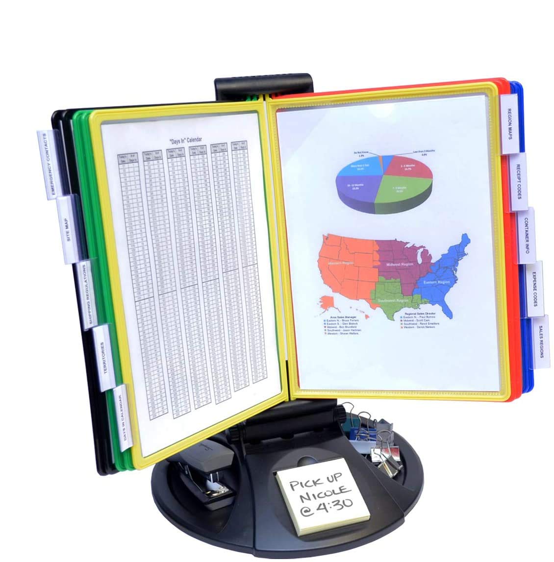 Ultimate Office AdjustaView 10-Pocket Desk Organizer with Storage Base | Holds 20 Sheets of Paper | Includes EZ-Load Pockets & Fast Find Index Tabs (Colored) | Perfect for Home Office, School, and Workplace Organization