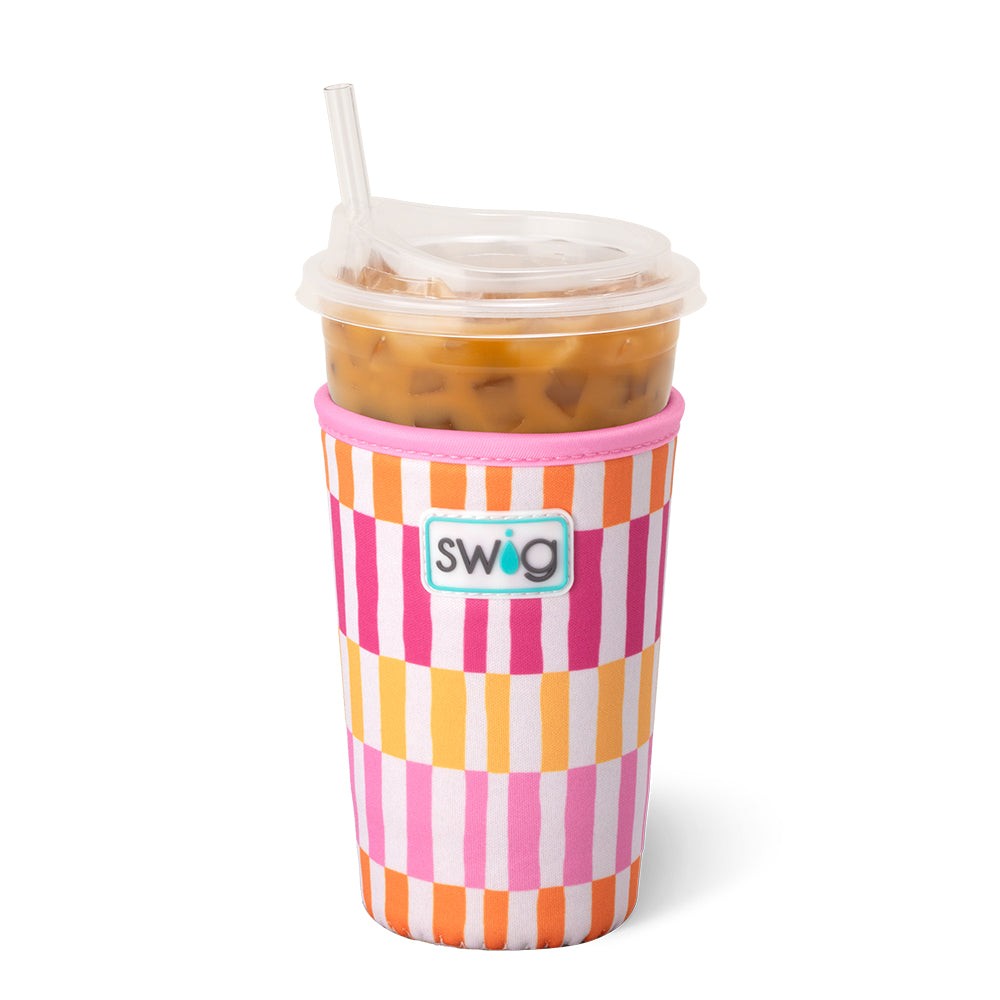 Sherbet Stripe Medium Iced Cup Coolie - Insulated Tumbler for Cold Drinks, Perfect for Summer Picnics, Beach Parties and Outdoor Adventures