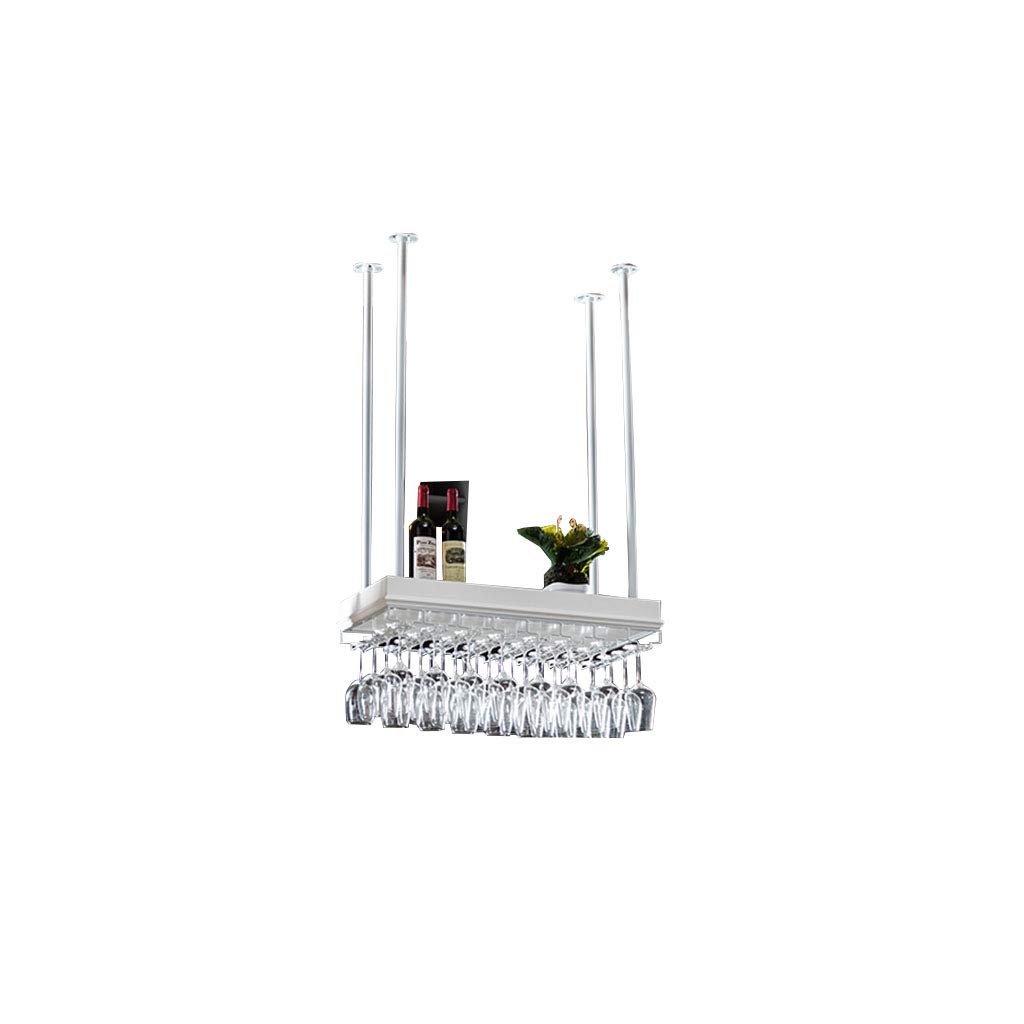 Adjustable Ceiling Mounted Wine Rack - Metal Iron Hanging Wine Bottle & Glass Holder - Floating Wine Shelf for Kitchen, Bar, or Dining Room Storage - High Capacity Cup Holder for Home or Restaurant Use