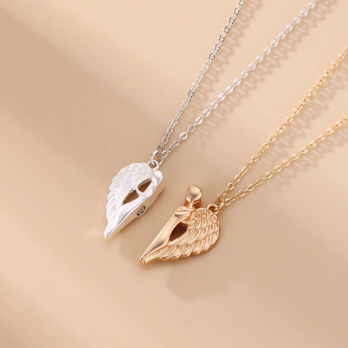 Hugging Angel Couple Wings Magnetic Necklace Set | Romantic Gift for Couples, Valentines Day, Anniversary | Perfect for Date Nights & Special Occasions
