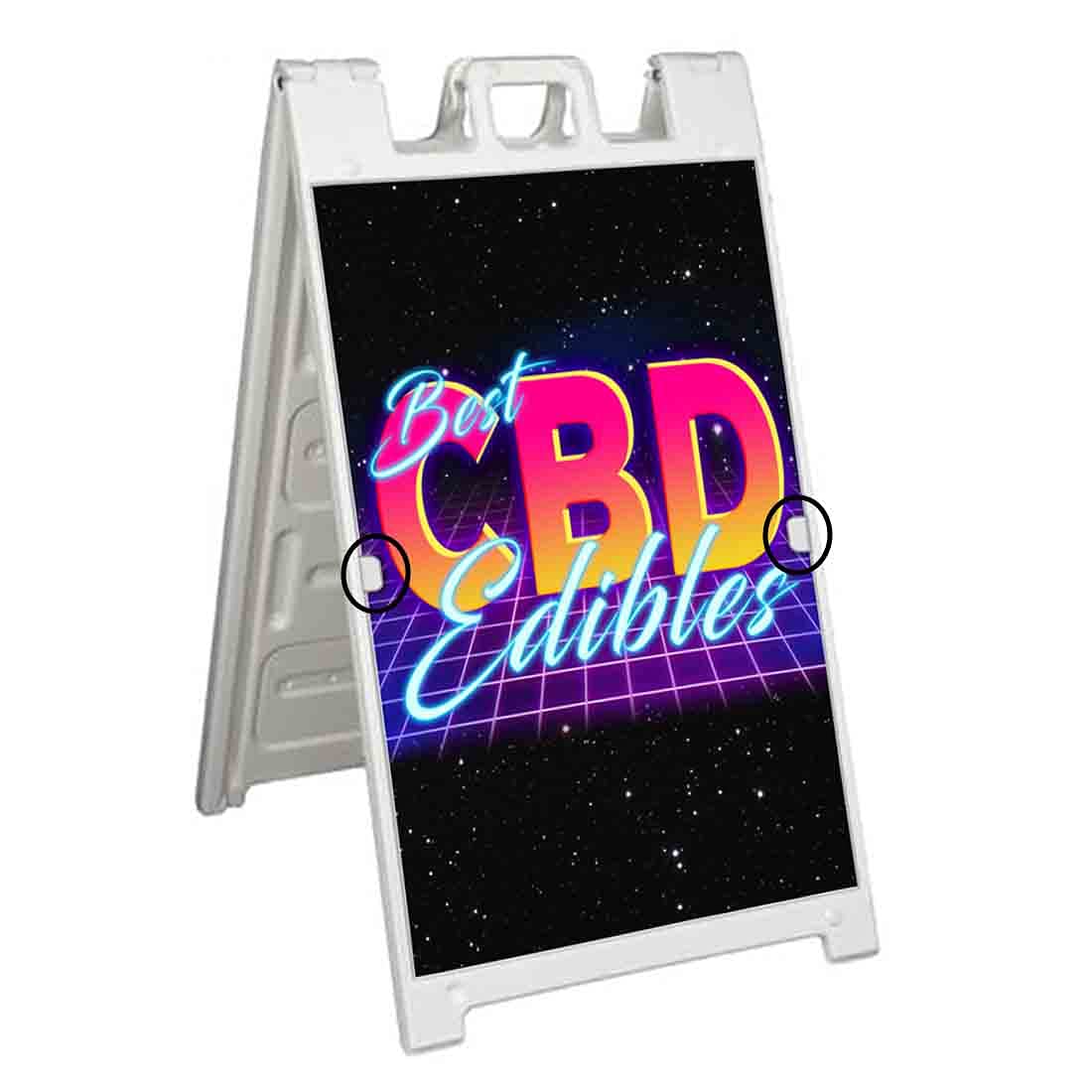 Premium CBD Edibles - Deluxe 24x36 Inch A-Frame Signicade with 2 Removable Panels & Stand | Perfect for Dispensaries, CBD Stores & Wellness Shops