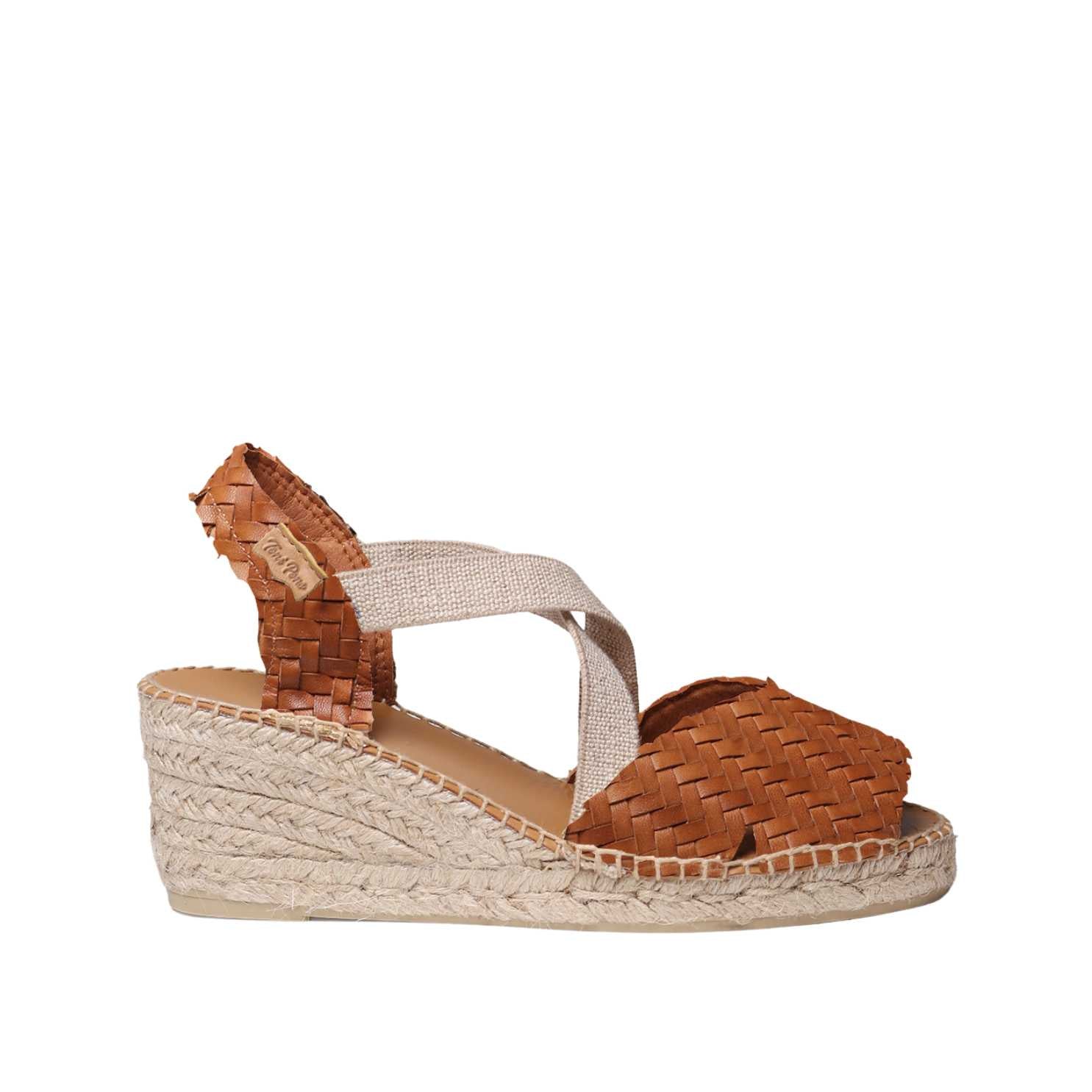 Women's Braided Leather Open Toe Wedge Espadrille Sandals - Salina Style for Summer Outfits & Beach Vacations