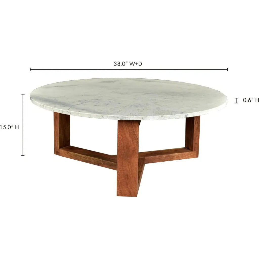 38 Inch Modern Coffee Table - Brown & White Finish - Perfect for Living Room, Lounge, or Office Decor