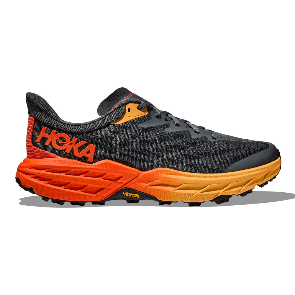 Hoka Speedgoat 5 Trail Running Shoes for Men - Castlerock/Flame Color - Size 12.5 D Medium - Lightweight & Cushioned for Hiking, Backpacking & Outdoor Adventures