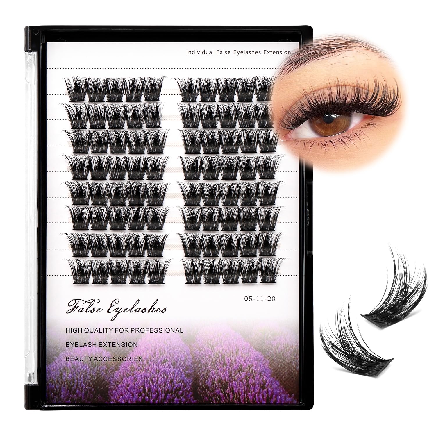 80 Pairs 0.07mm D Curl False Eyelashes - Extra Thick Dramatic Volume Lashes with Wide Stem (12mm) for DIY Lash Extensions - Perfect for Night Out, Wedding & Special Occasion Makeup