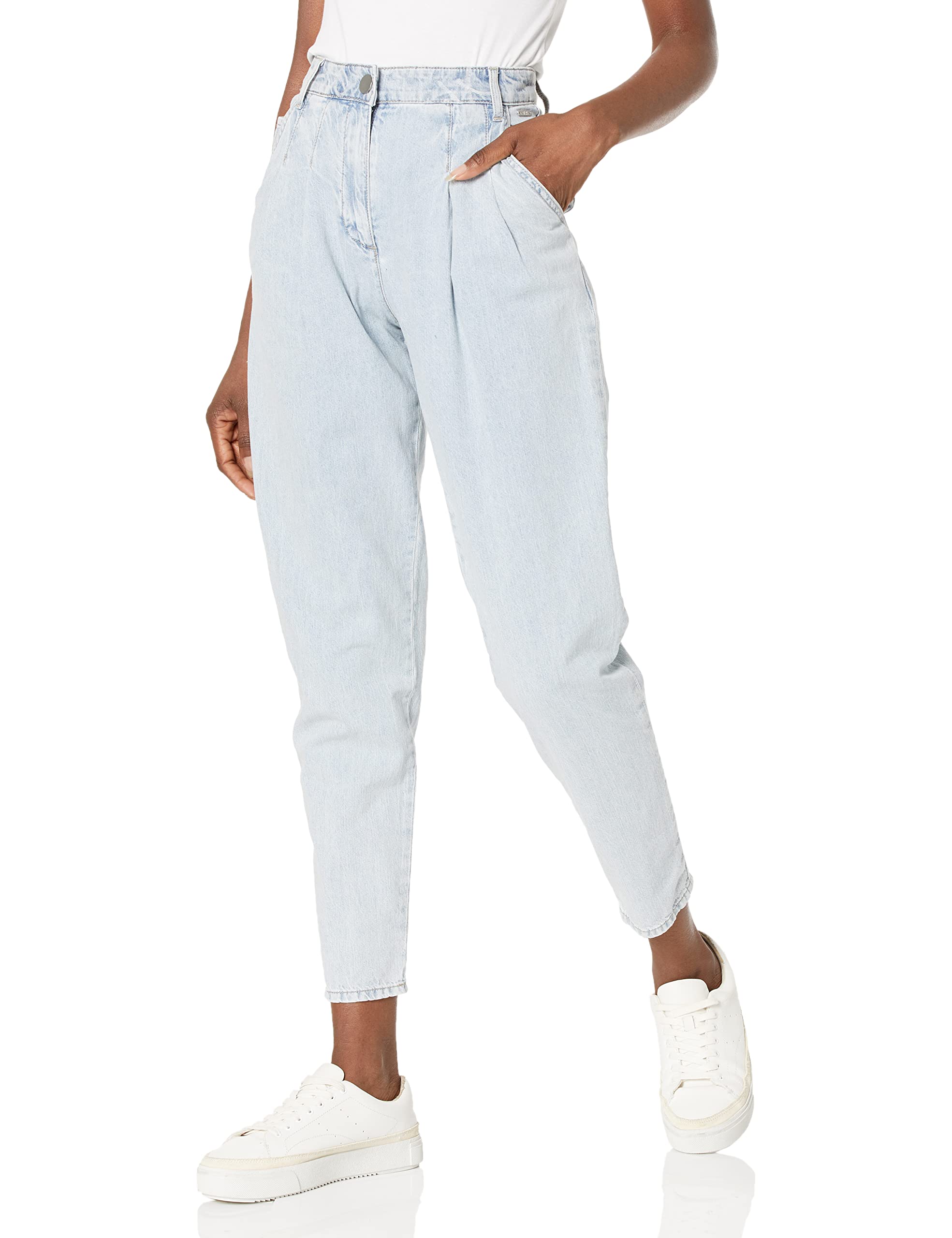ARMANI EXCHANGE Women's Jacquard Denim Tapered Pants - High Waist Slim Fit Stretch Jeans for Work, Casual & Night Out
