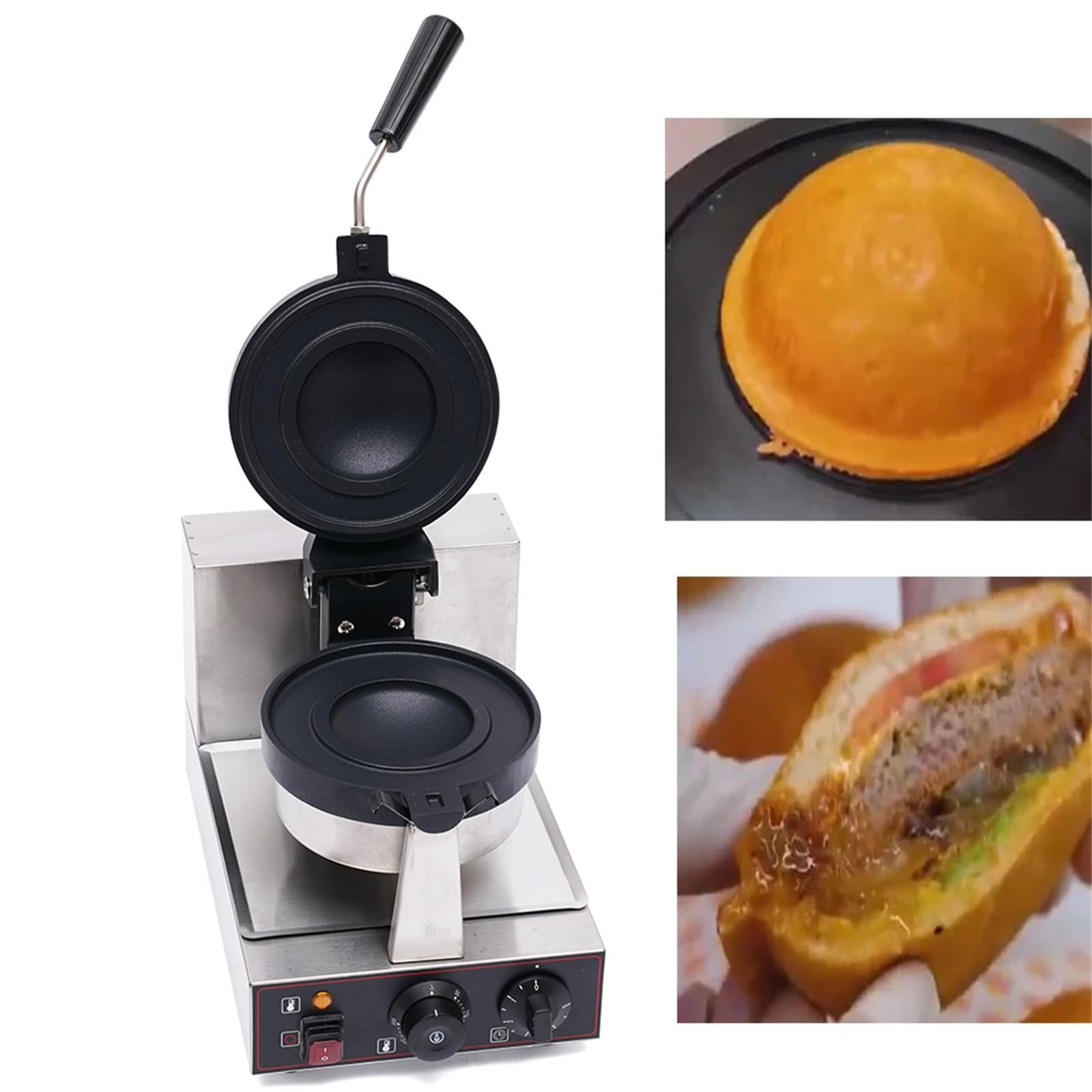 Commercial Electric Burger & Waffle Maker Machine - 1000W 8KG Stainless Steel Hamburger Press for Bakeries, Restaurants, Food Trucks - Perfect for Making Burgers, Waffles, Sandwiches in Commercial Kitchens & Catering Events