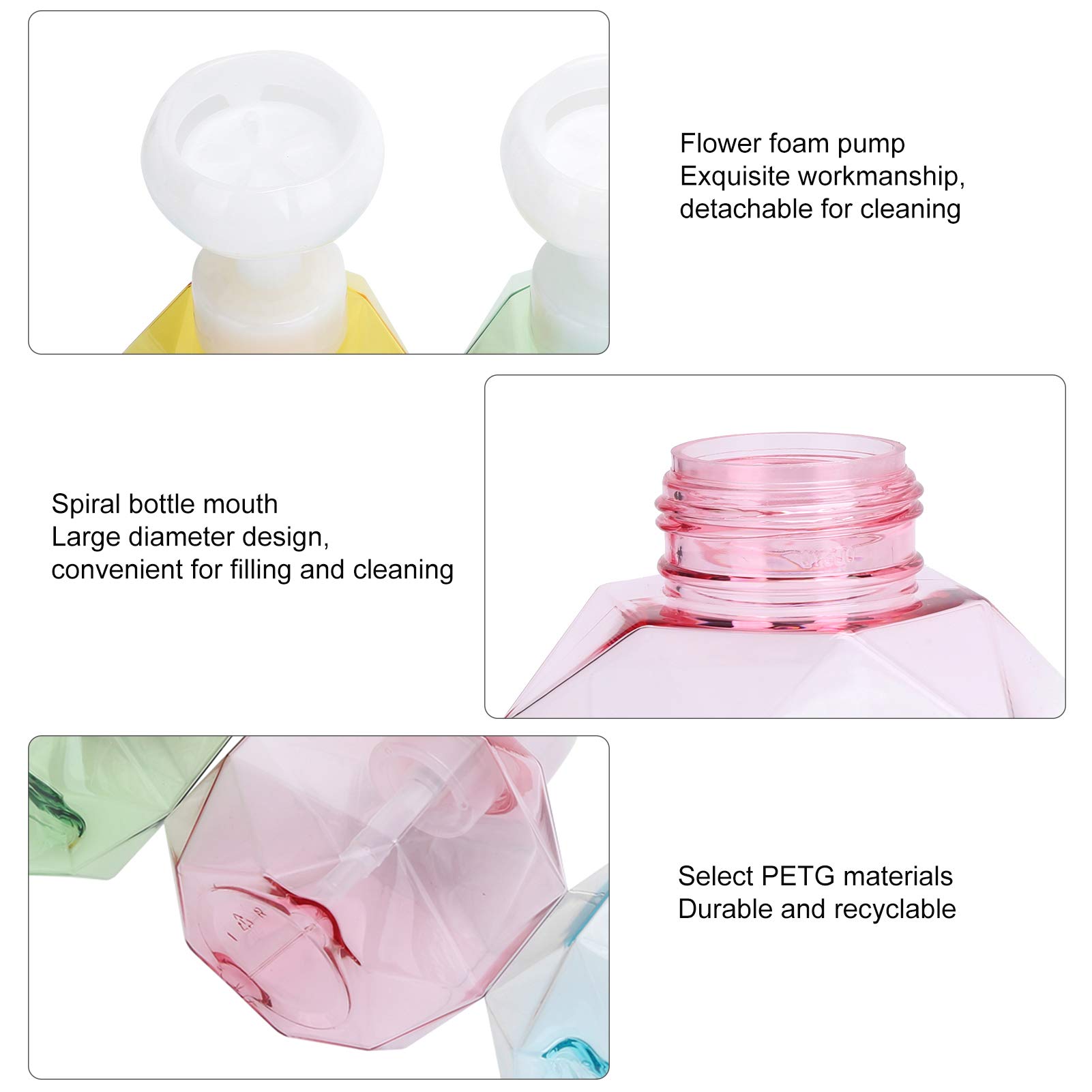 300ml Refillable Foaming Bottle - Mini Flower-Shaped Recyclable Hand Soap & Shower Gel Dispenser for Bathroom, Kitchen & Travel | Eco-Friendly Cosmetic Container