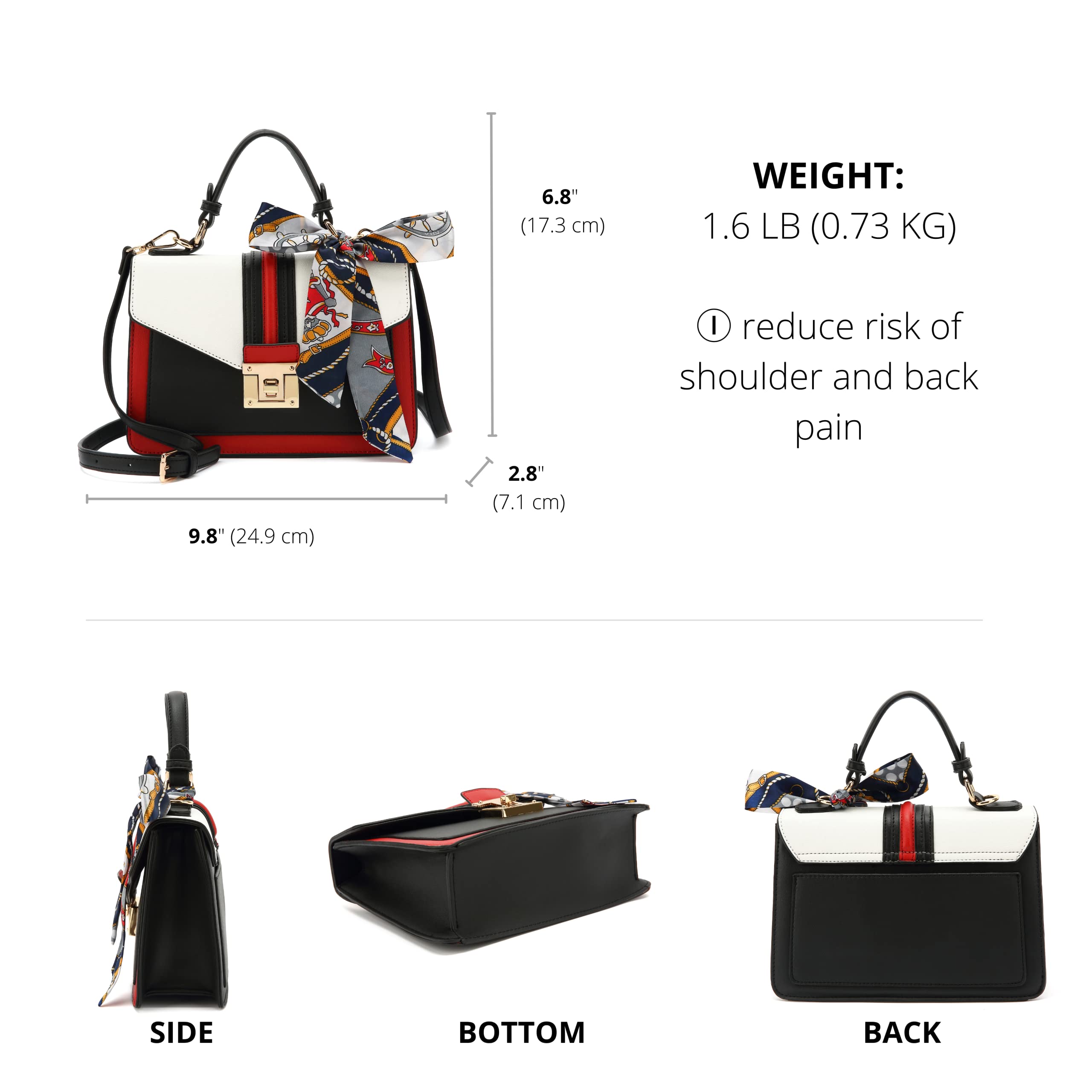 Stylish Scarleton Women's Crossbody Bag with Detachable Scarf - Fashionable Top Handle Shoulder Purse for Everyday Use, Work & Travel (Model H2065)