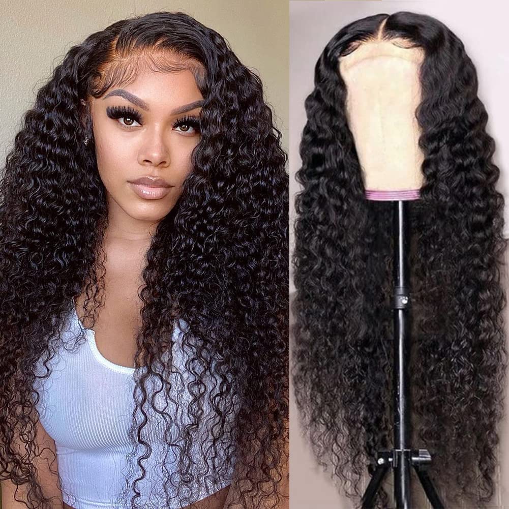 Deep Wave Lace Front Wigs Human Hair 4x4 HD Transparent Lace Closure - Glueless 180% Density Pre Plucked with Baby Hair for Black Women (26 Inch) - Perfect for Daily Wear, Special Occasions & Protective Styling