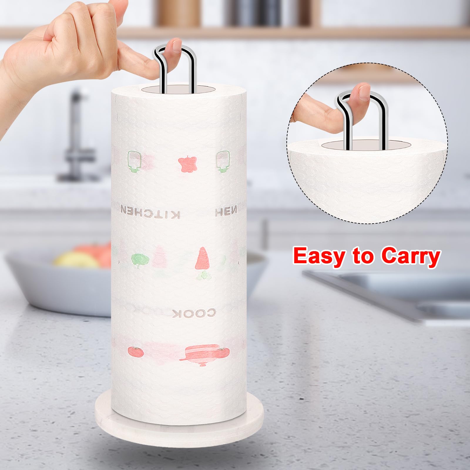 Premium Metal Paper Towel Holder with Marble Base - Sturdy Countertop Dispenser for Standard & Jumbo Rolls - Chrome Finish for Kitchen, Farmhouse & Living Room - Perfect for Easy Access While Cooking & Cleaning