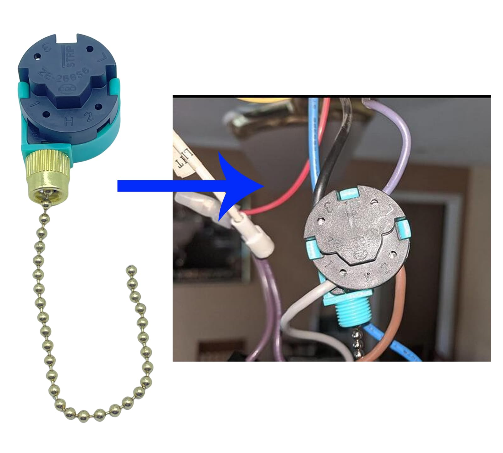 High-Quality CBB61 Ceiling Fan Capacitor 4.5uf + 6uf + 5uf 5-Wire 250V & 3-Speed 4-Wire Pull Chain Switch with Light Control - Perfect for Home, Office, and Bedroom Ceiling Fan Repairs and Upgrades