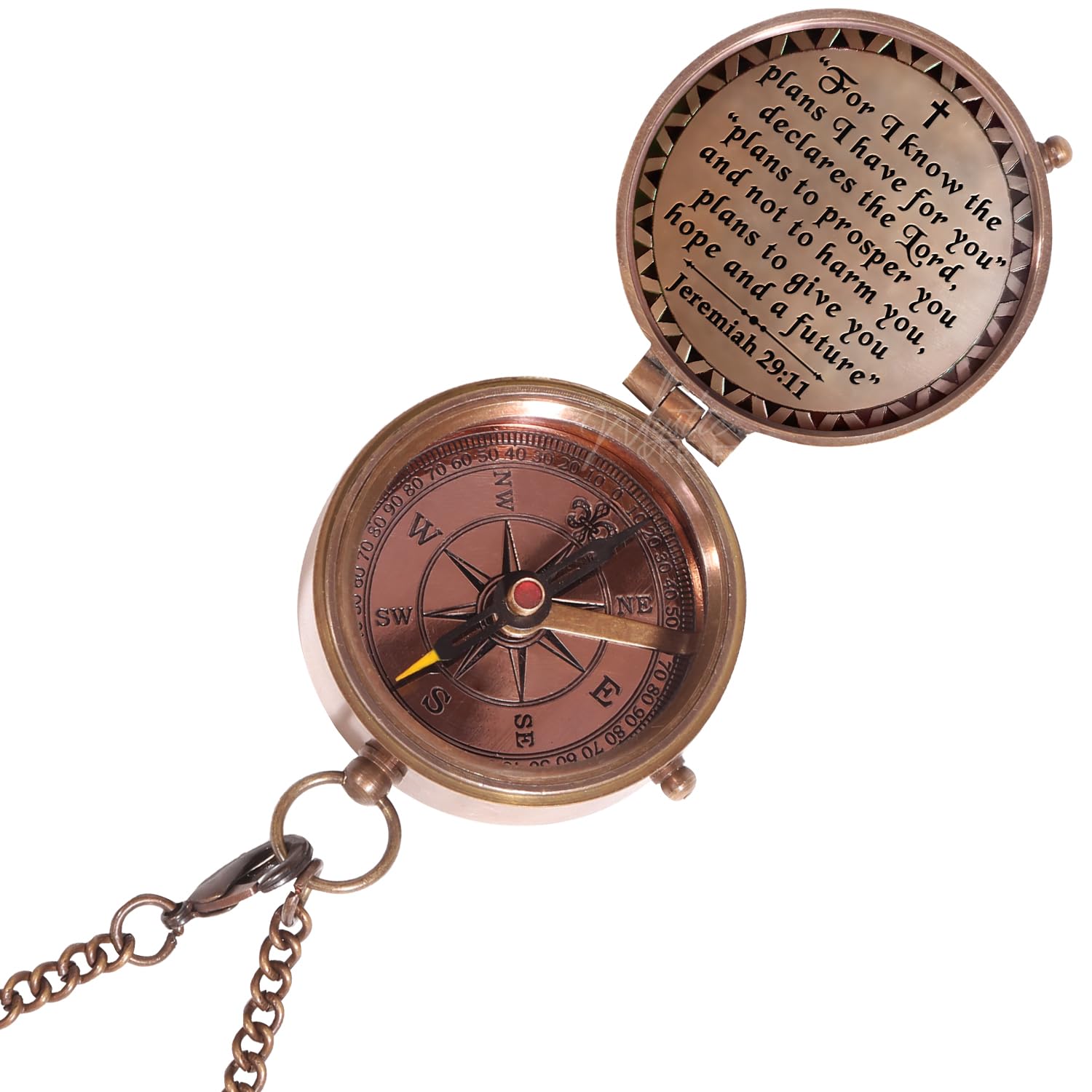 Engraved Brass Pocket Compass - Religious Gift for First Communion, Baptism & Confirmation - Perfect for Boys, Girls & Men - Catholic Christian Easter, Scout & Christmas Presents - Ideal for Outdoor Adventures, Travel & Spiritual Journeys