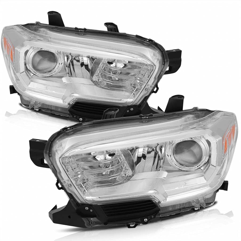 2016-2017 Toyota Tacoma Headlights Pair - Driver & Passenger Side with Chrome Bezel (TO2502242 TO2503242) Replacement for 81150-04250 81110-04250 - Perfect for Off-Roading & Night Driving