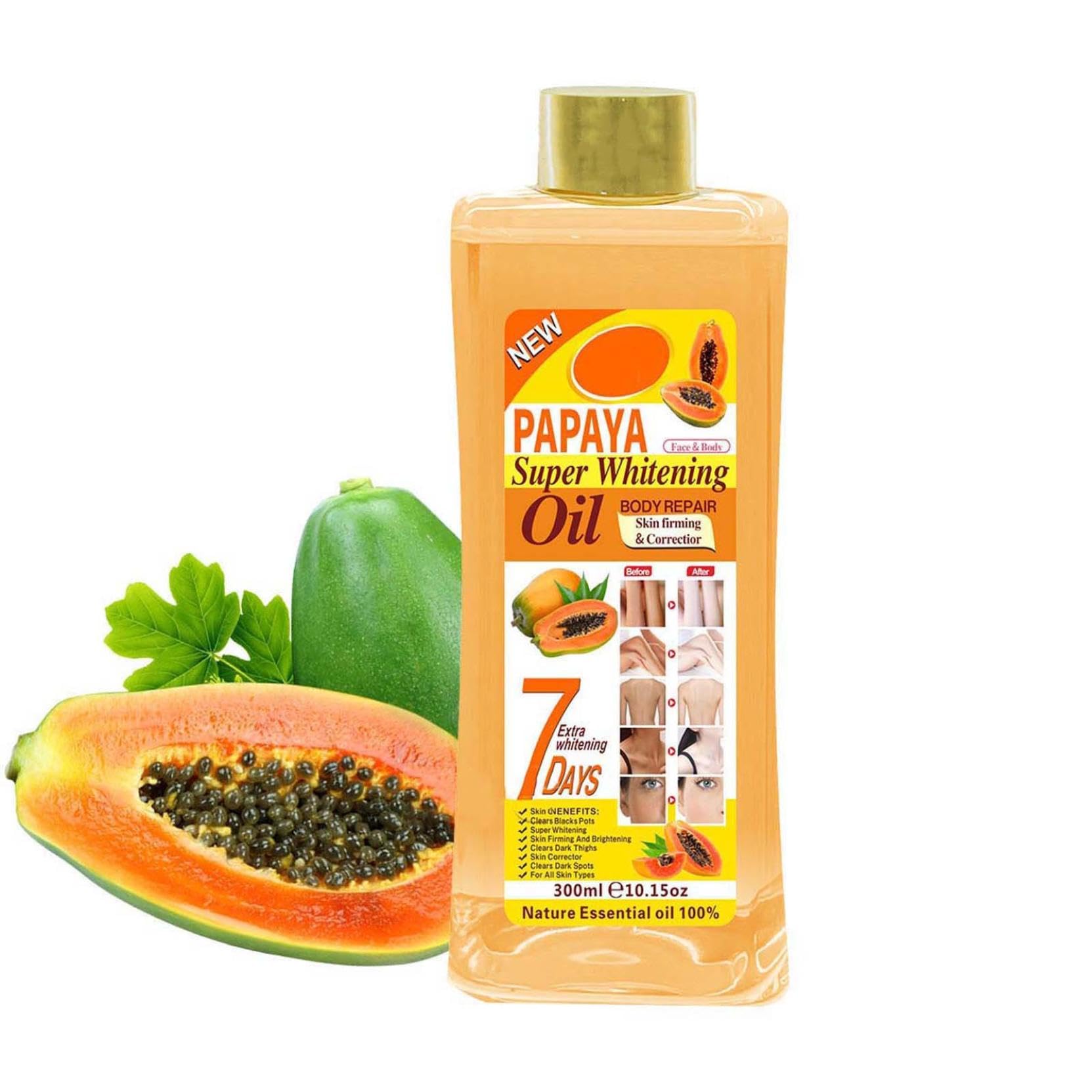 Soft 7 Turmeric Body Oil - 100% Natural Moisturizing Skin Care for Women & Men (300ml) | Hydrating, Nourishing & Brightening Treatment for Dry Skin, Face & Body | Perfect for Massage, After Shower & Daily Skincare Routine
