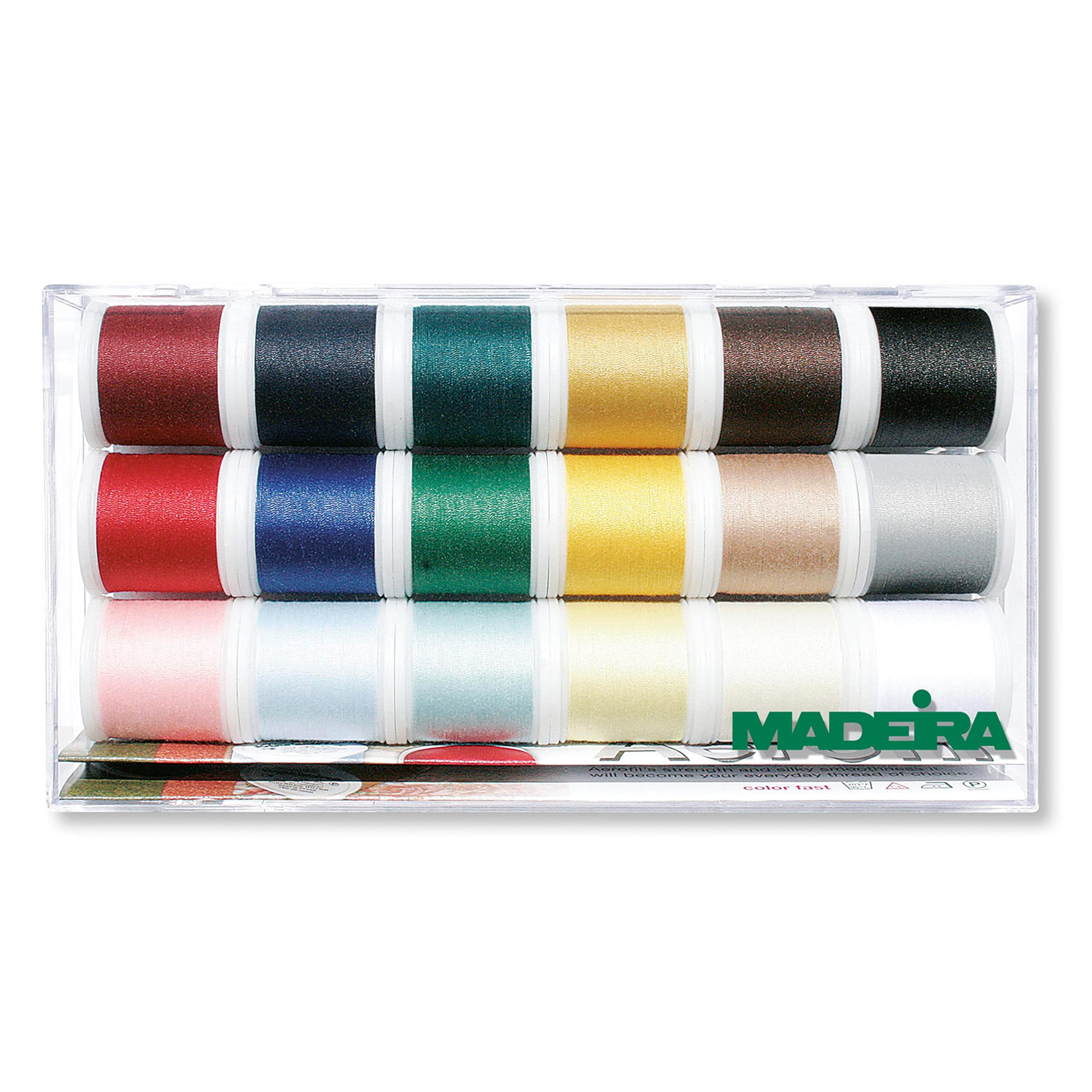 Madeira 20928041 Aerofil 18 Spool Gift Thread Box - Assorted Colors for Sewing, Embroidery & Quilting - Perfect for DIY Crafts, Home Decor & Fashion Projects