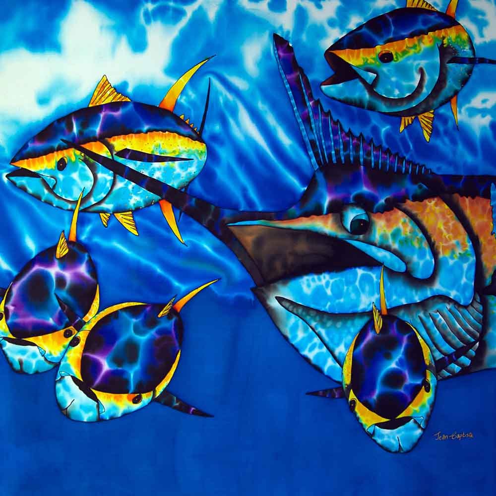 Louis Leonard Art – Yellow Fin Melee by Jean-Baptiste | Premium Framed Canvas Giclee Wall Art Print | Perfect for Living Room, Bedroom & Office Decor