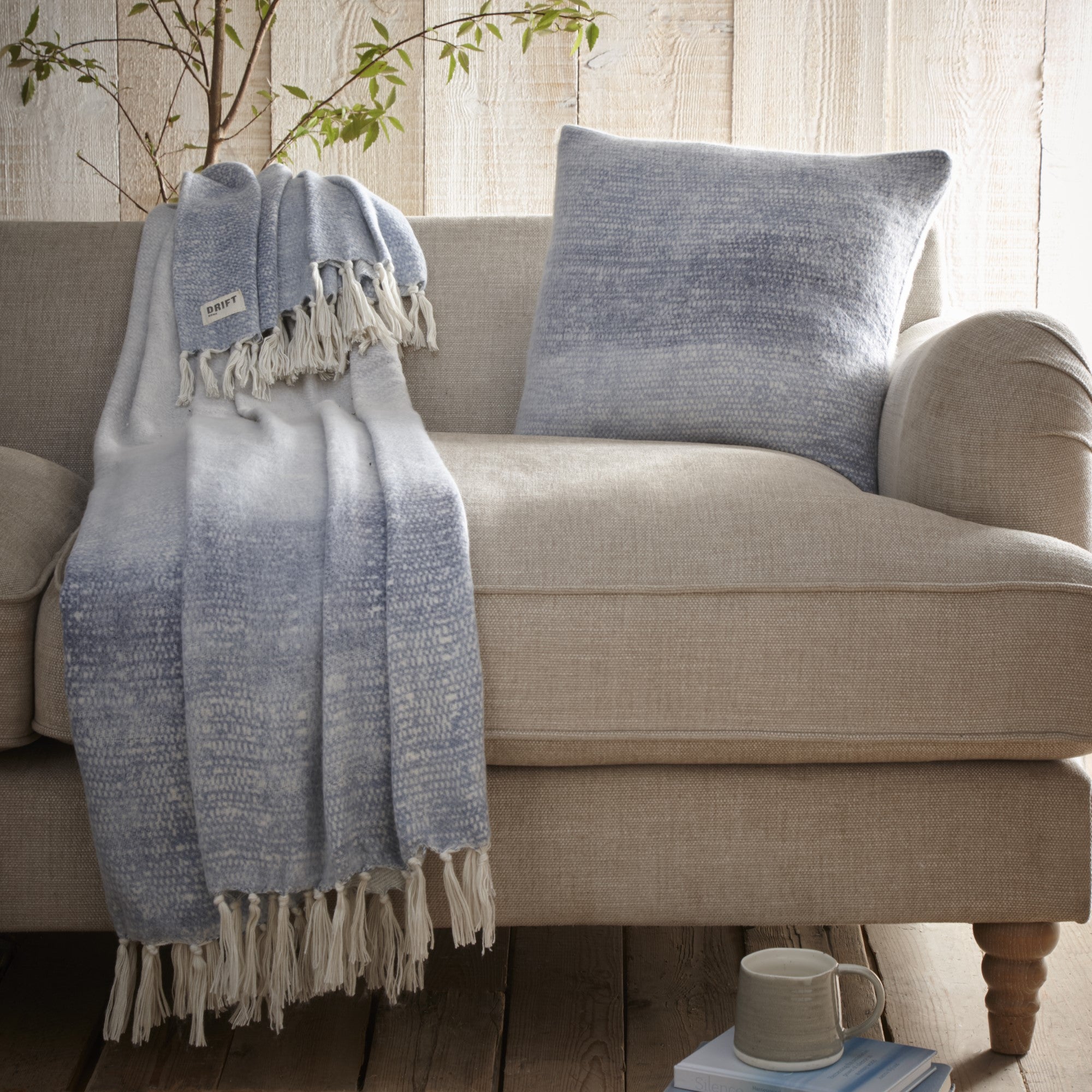 Drift Home Bretton Blue Throw Pillow Cushion - Soft & Stylish Decorative Accent for Sofa, Bed, or Chair