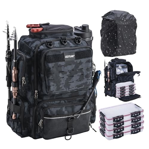 B:Camo Fishing Backpack with 4 Tackle Box
