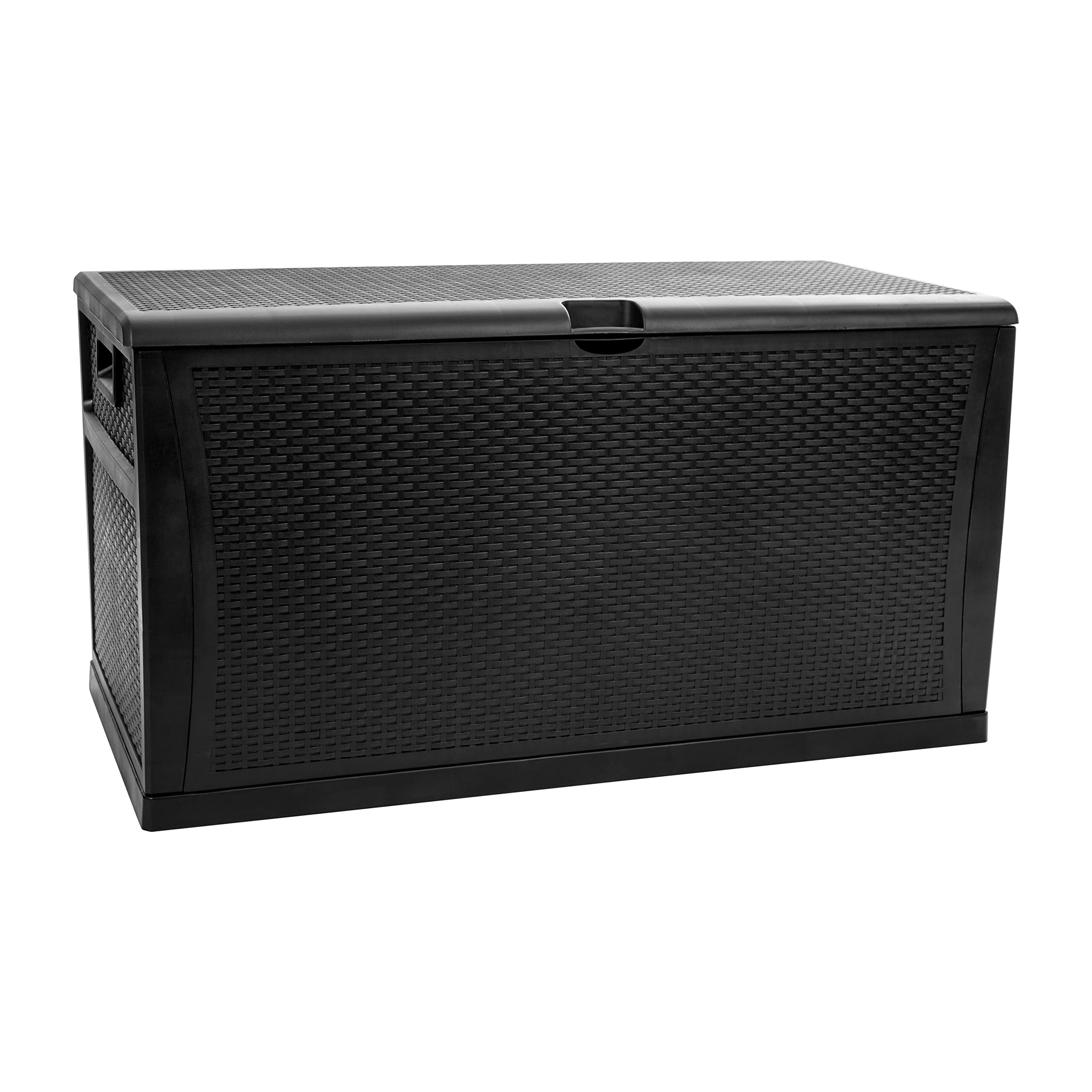 EMMA + OLIVER 120 Gallon Black Plastic Deck Box - Outdoor Patio Storage Solution for Cushions, Pool Toys & Garden Tools | Weather-Resistant Deck Organization for Backyard, Poolside & Patio