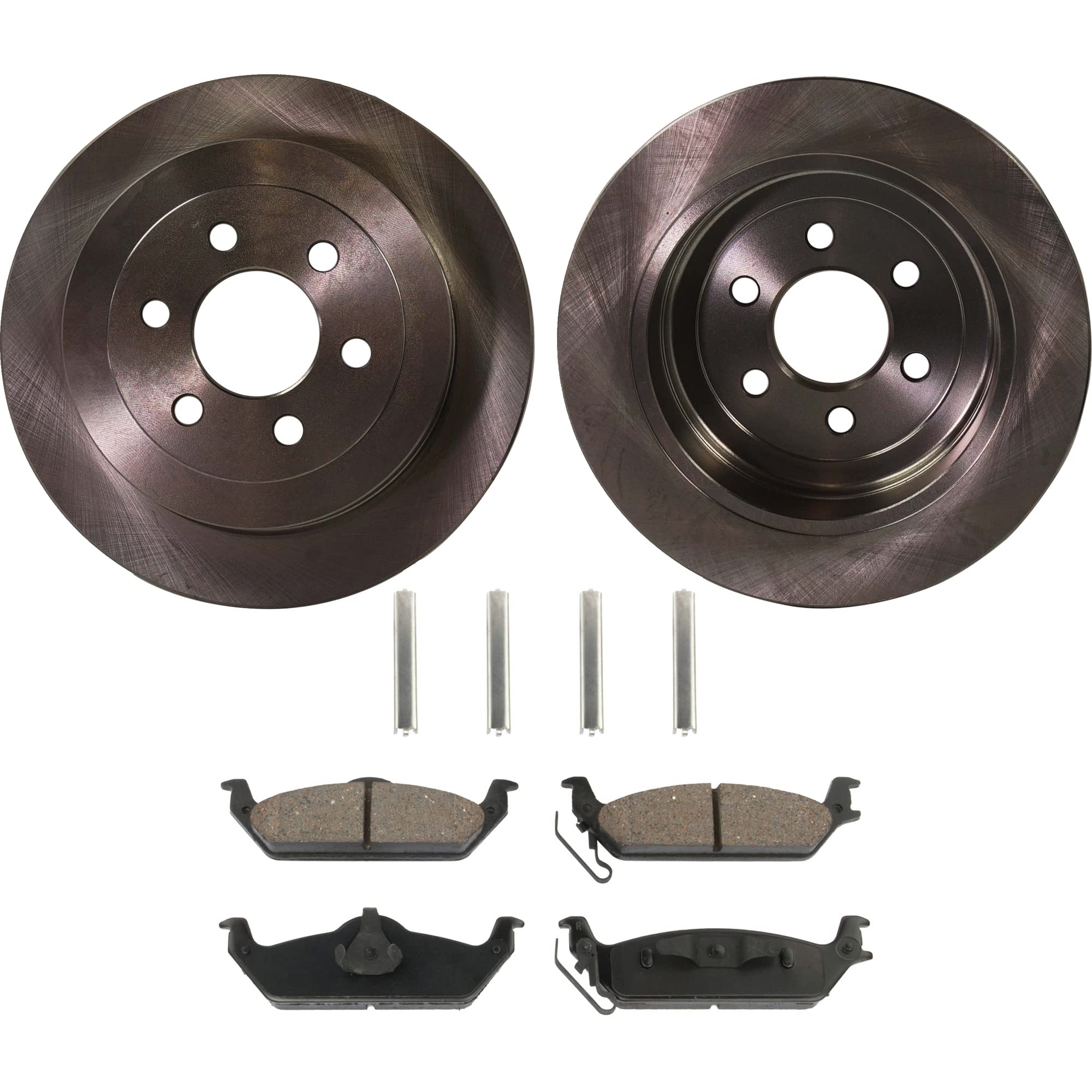 High-Performance Rear Brake Disc and Pad Kit - 2-Wheel Set for 2003-2004 Dodge Dakota | Semi-Metallic Pads, 6-Lug Design, Durable Cast Iron | Perfect for Daily Commuting & Heavy-Duty Towing