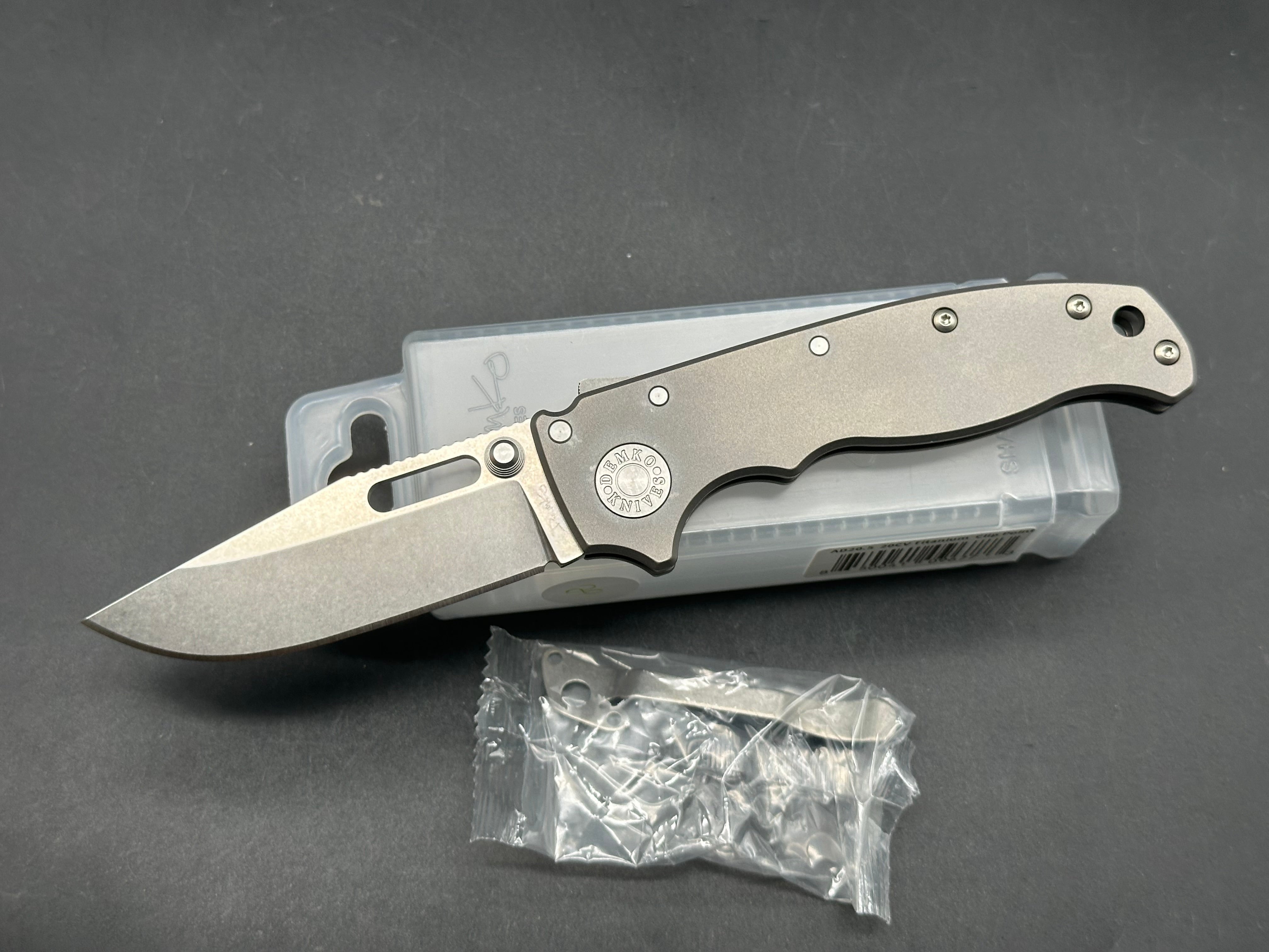 Demko AD20.5 Titanium Folding Knife with Clip Point Blade - Premium 20CV Steel for Outdoor Camping, Hunting & Everyday Carry (EDC)