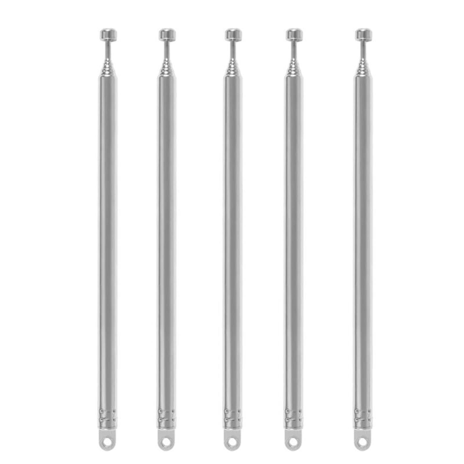 5-Pack 7-Section Telescopic Antenna 74cm AM/FM Radio Antenna - Portable Replacement Antenna for Radios, TVs & Electronics - Perfect for Home, Office, Car & Emergency Kits