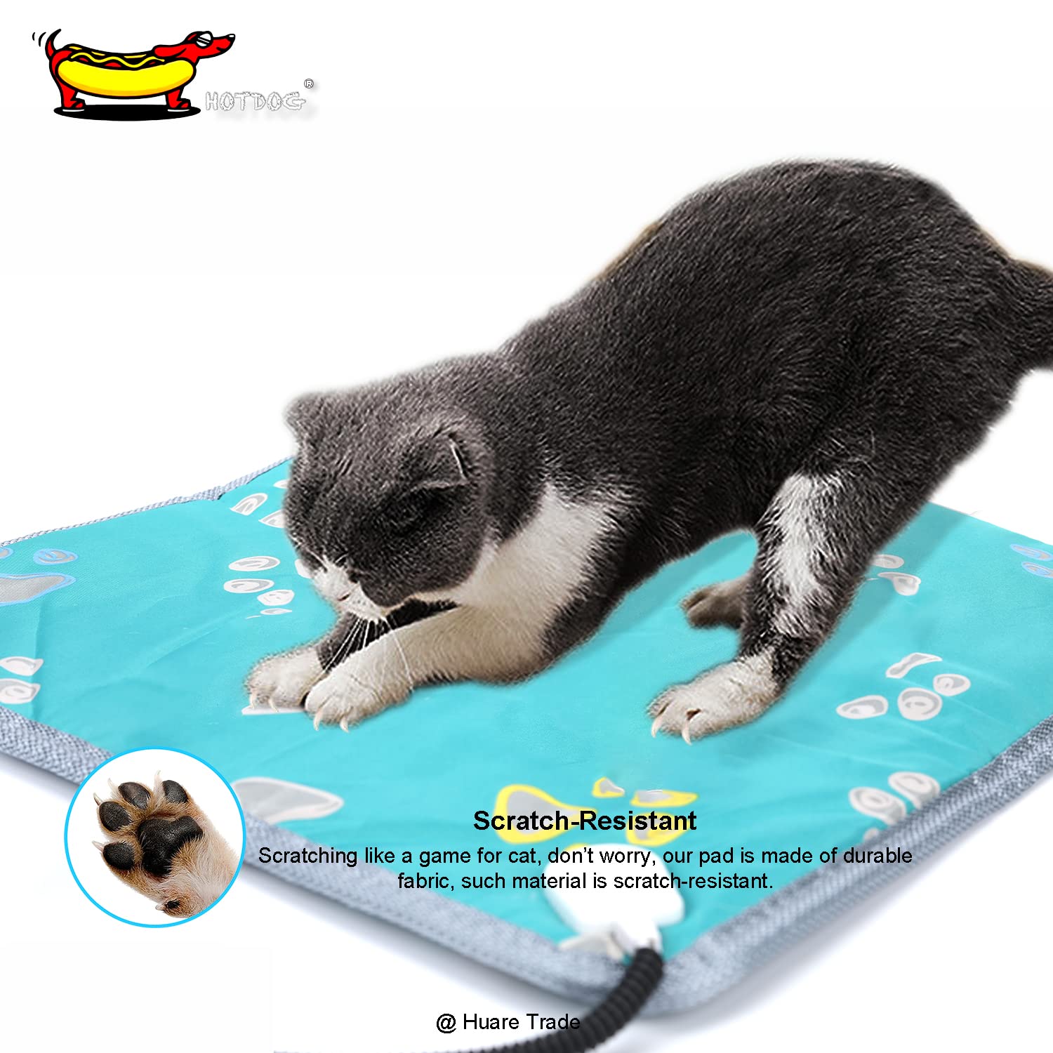 Waterproof Adjustable Temperature Pet Heating Pad - 21.7''x17.7'' Green Heated Dog Bed & Cat Mat with Chew-Resistant Cord | Indoor Winter Warmth for Arthritic Pets & Outdoor Kennel Comfort