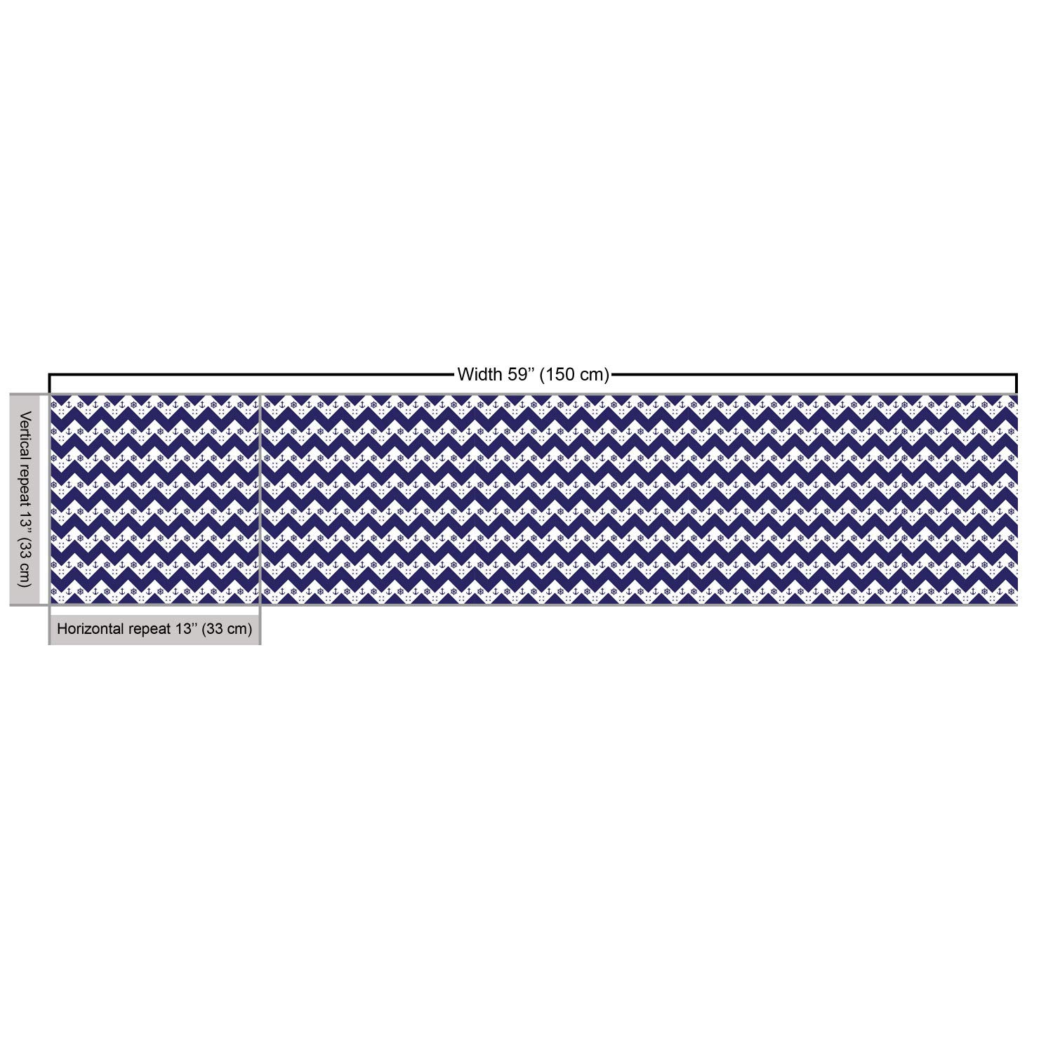 Lunarable Geometric Fabric by The Yard - Zig Zag Chevron Design with Anchor Dots Print, Navy Blue Upholstery Fabric for Sofa, Curtains & Home Decor (10 Yards) | Perfect for DIY Pillows, Table Runners & Craft Projects