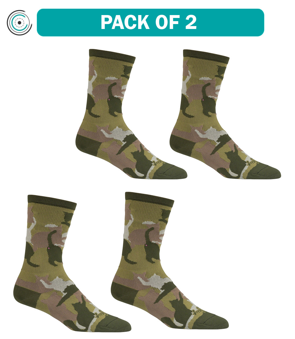 2 Pack SockGuy Crew Catmo Socks - 5 Inch Green Socks for Men & Women (Large/X-Large) - Comfortable Unisex Casual Socks for Everyday Wear, Workout & Gifts