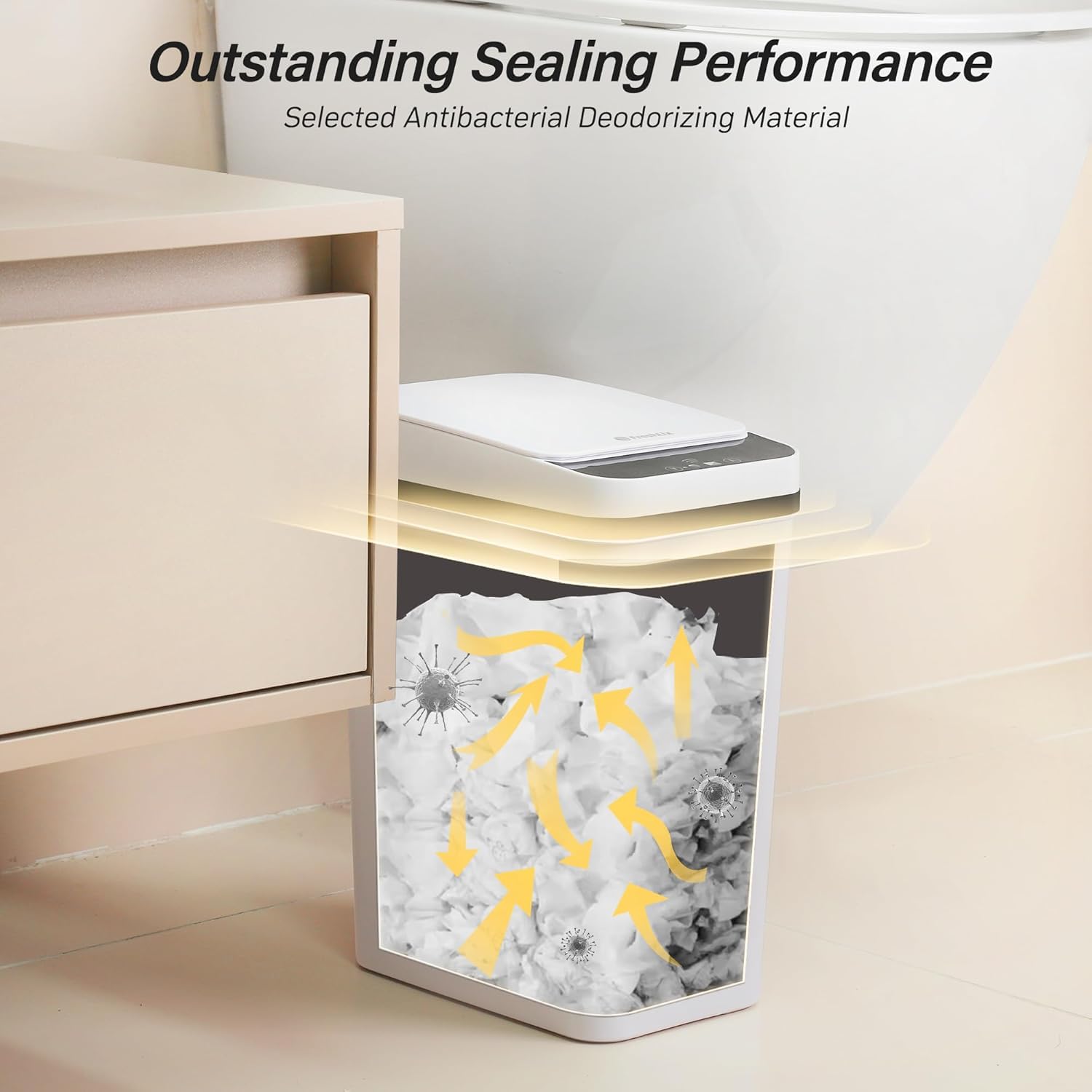 Automatic Touchless Trash Can with Lid - 2.6 Gallon Slim Waterproof Diaper Garbage Bin for Bathroom, Bedroom, Office, Living Room & RV - Hands-Free Smart Waste Solution for Diaper Disposal, Home & Commercial Use