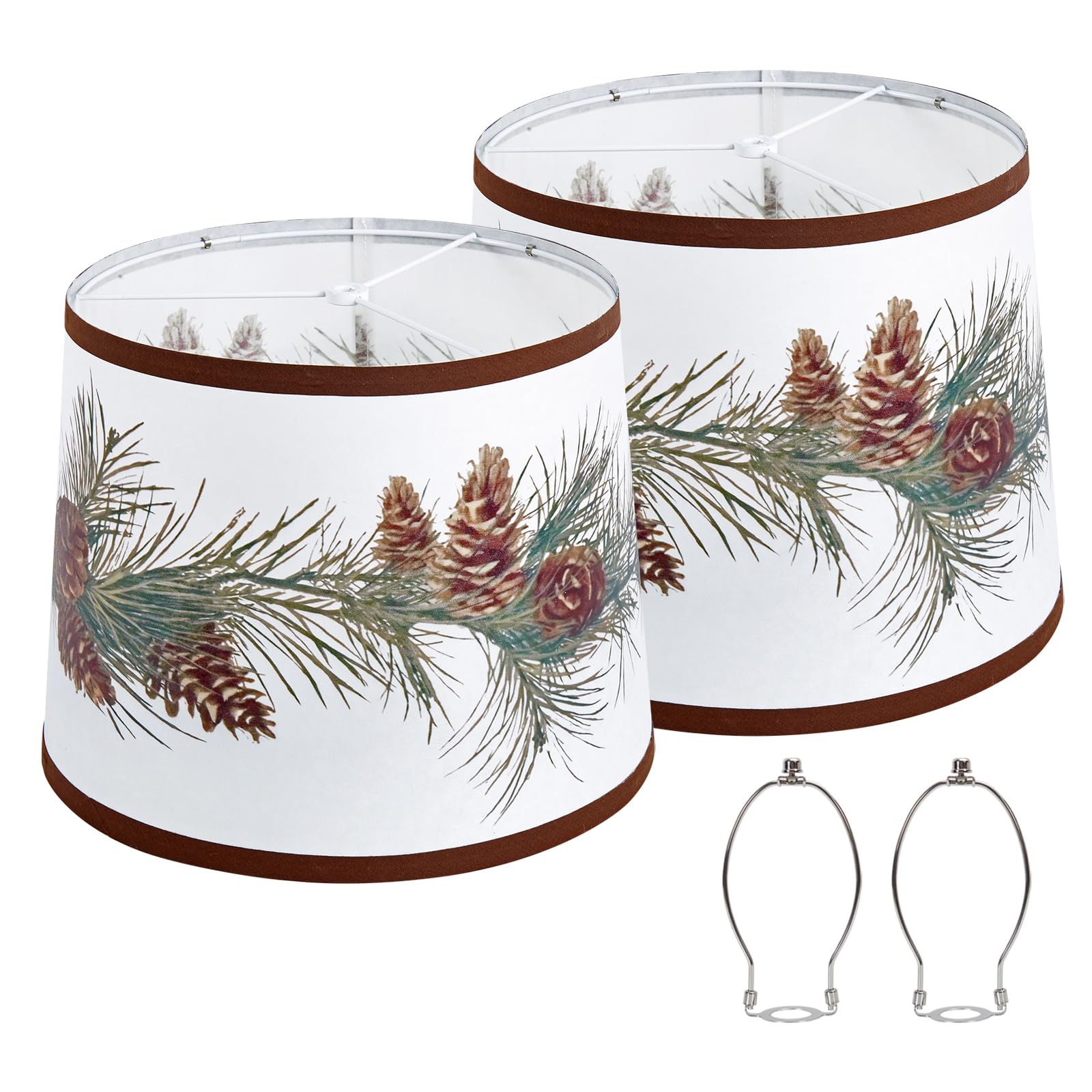 2-Pack 10 Inch Drum Lamp Shades Set - Replacement Lampshades for Table Lamps, Floor Lamps & Pendant Lights - Includes Harp Holder - Perfect for Living Room, Bedroom & Office Lighting Decor