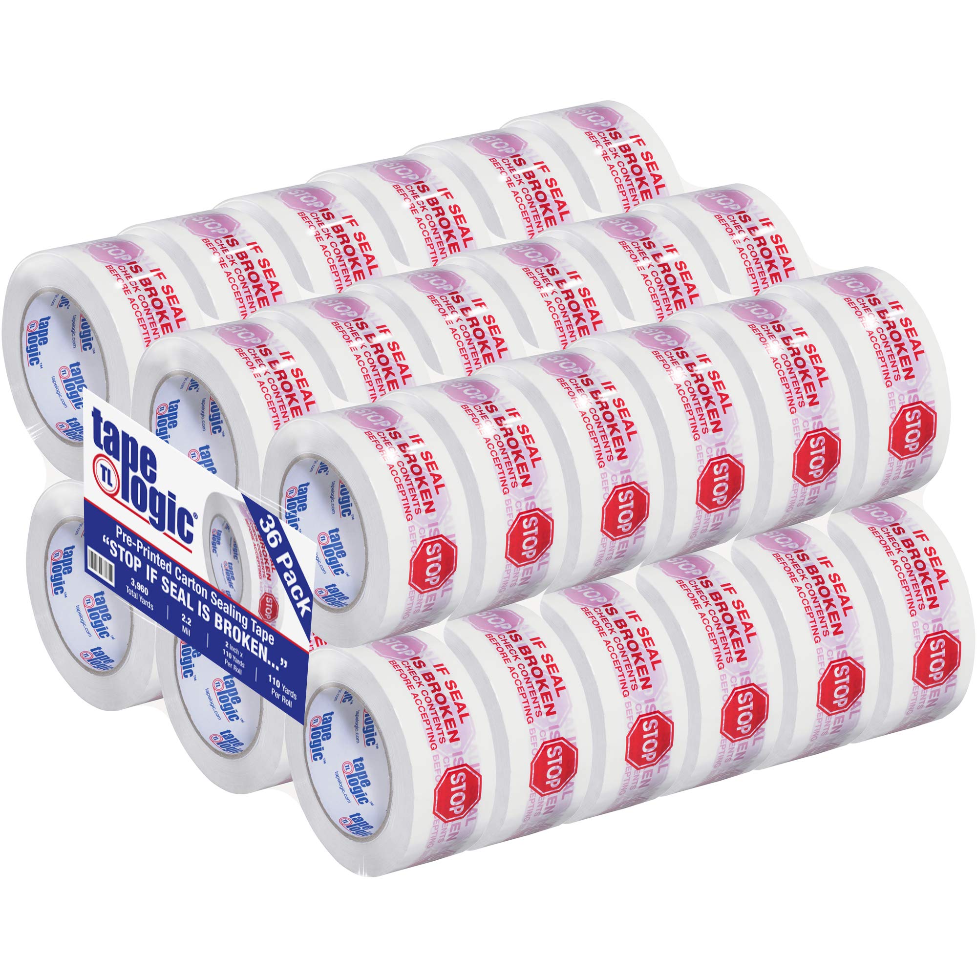 **Aviditi 2 Inch x 110 Yard Heavy Duty Packing Tape - 2.2 Mil Red/White with 