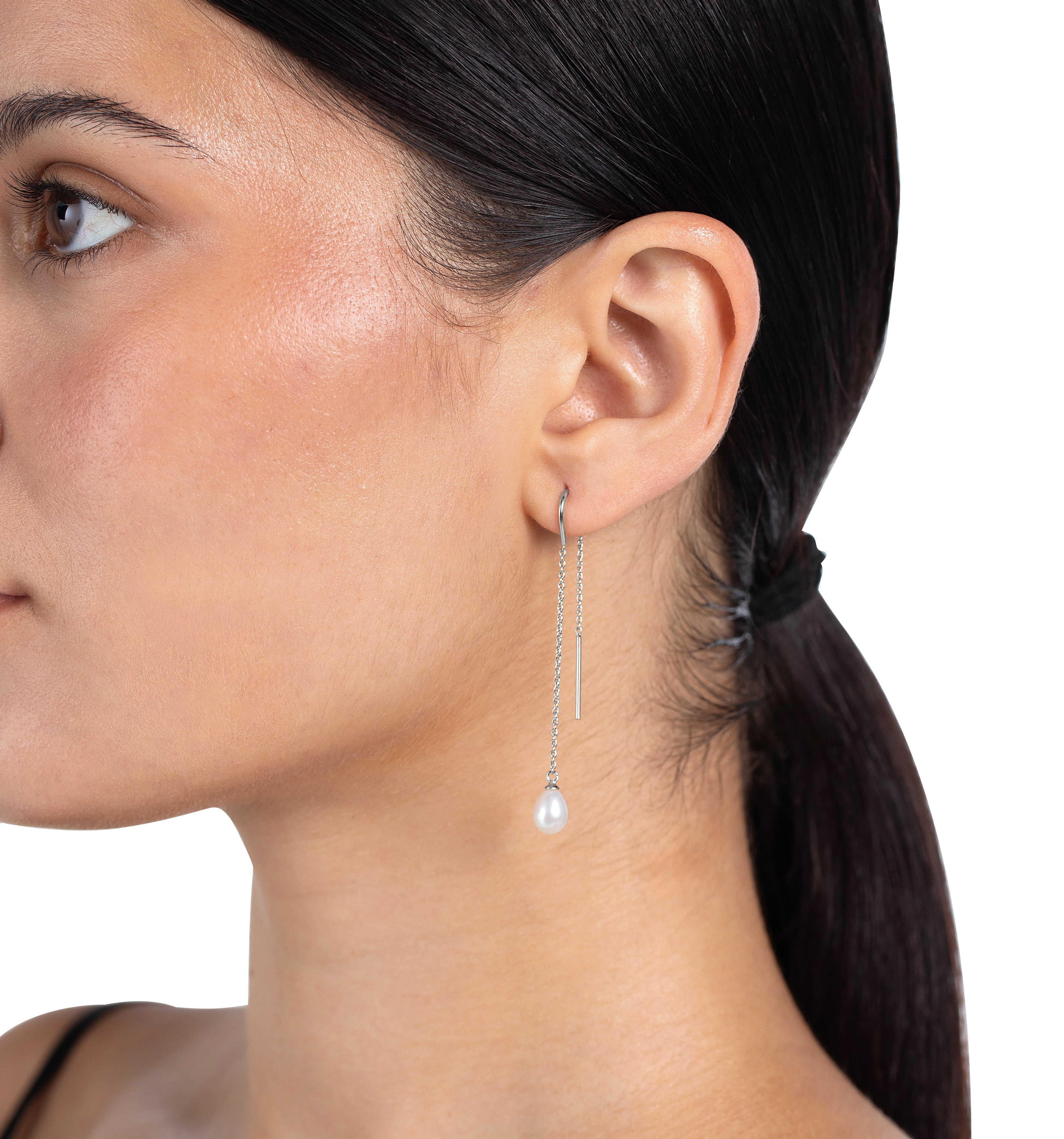 Elegant Pearl Dangle Earrings for Women - Classic White Freshwater Pearl Drop Earrings | Perfect for Weddings, Parties & Special Occasions