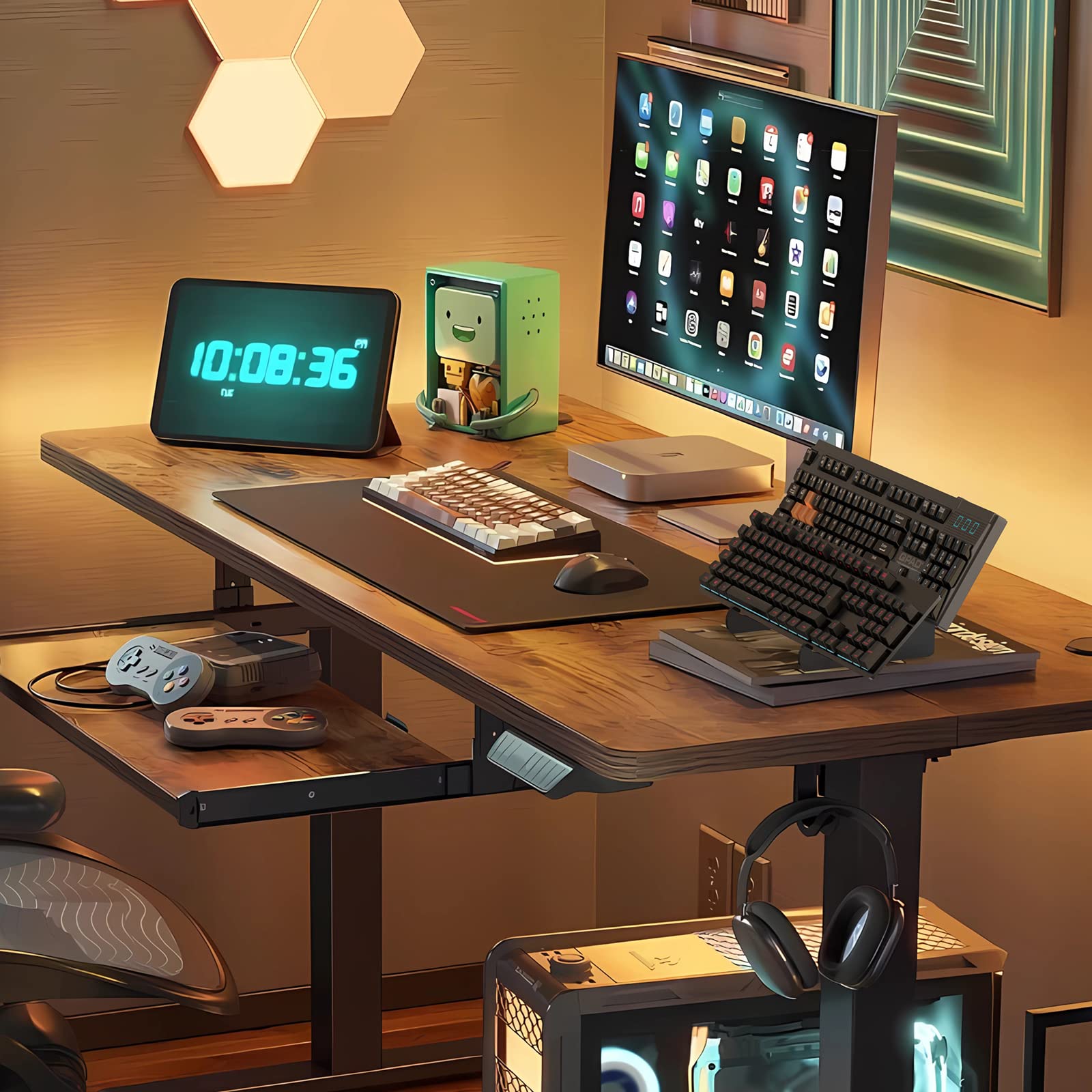 YIMAGUJRX RUNJRX 2-Tier Acrylic Keyboard Stand - Black Mechanical Keyboard Display Holder for Gaming Keyboards (1Pcs) - Perfect for Desk Organization & Keyboard Showcase