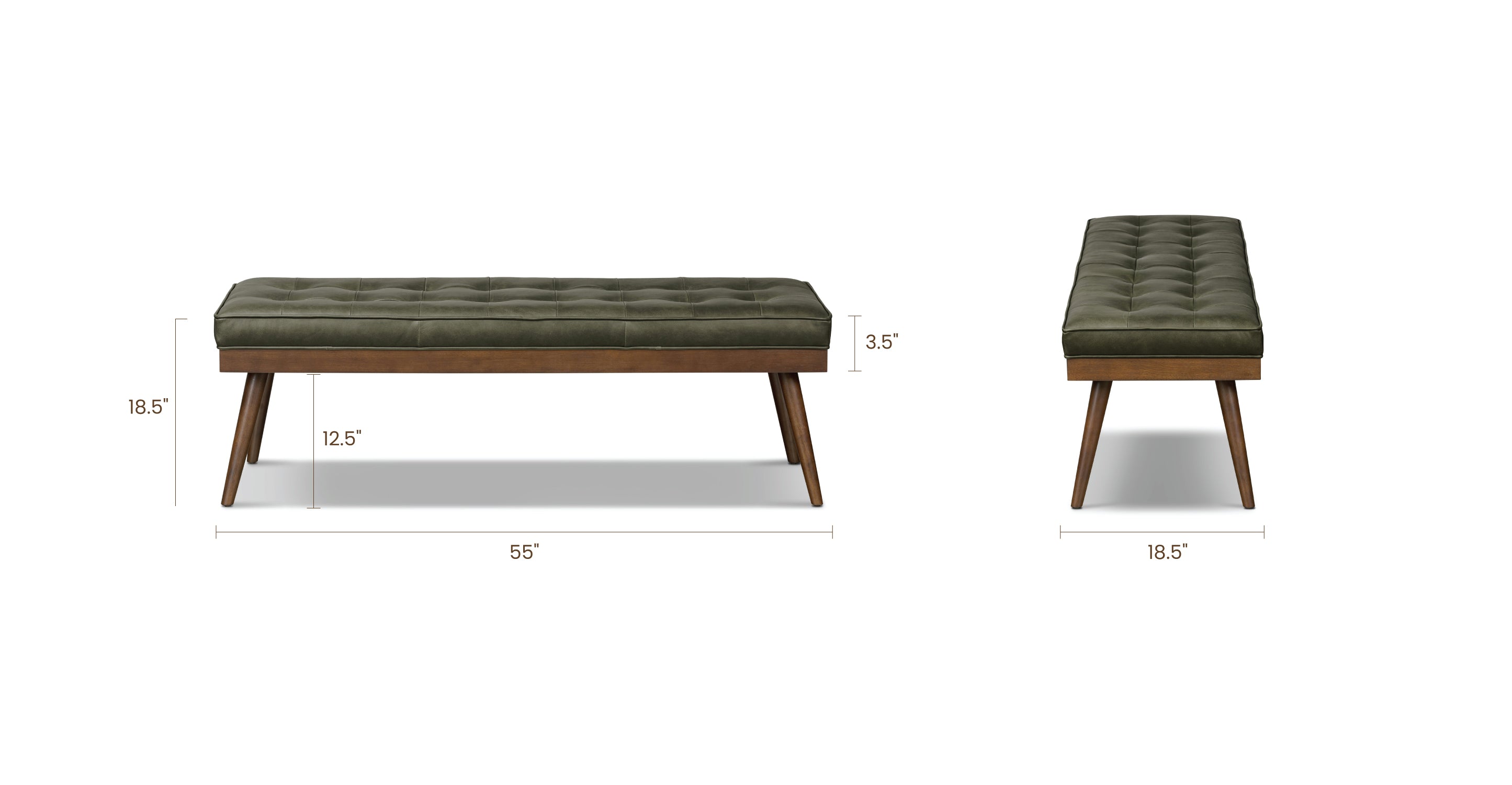 Luca Leather Bench - Modern Upholstered Storage Ottoman with Tufted Design for Living Room, Bedroom, or Entryway - Durable Faux Leather Seat with Sturdy Wooden Legs - Perfect for Extra Seating, Footrest, or Stylish Home Decor