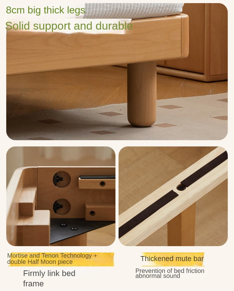 Solid Beech Wood Soft Single Kids Bed - Durable & Safe Children's Bedroom Furniture for Toddlers & Teens - Perfect for Bedrooms, Daycare, and Guest Rooms